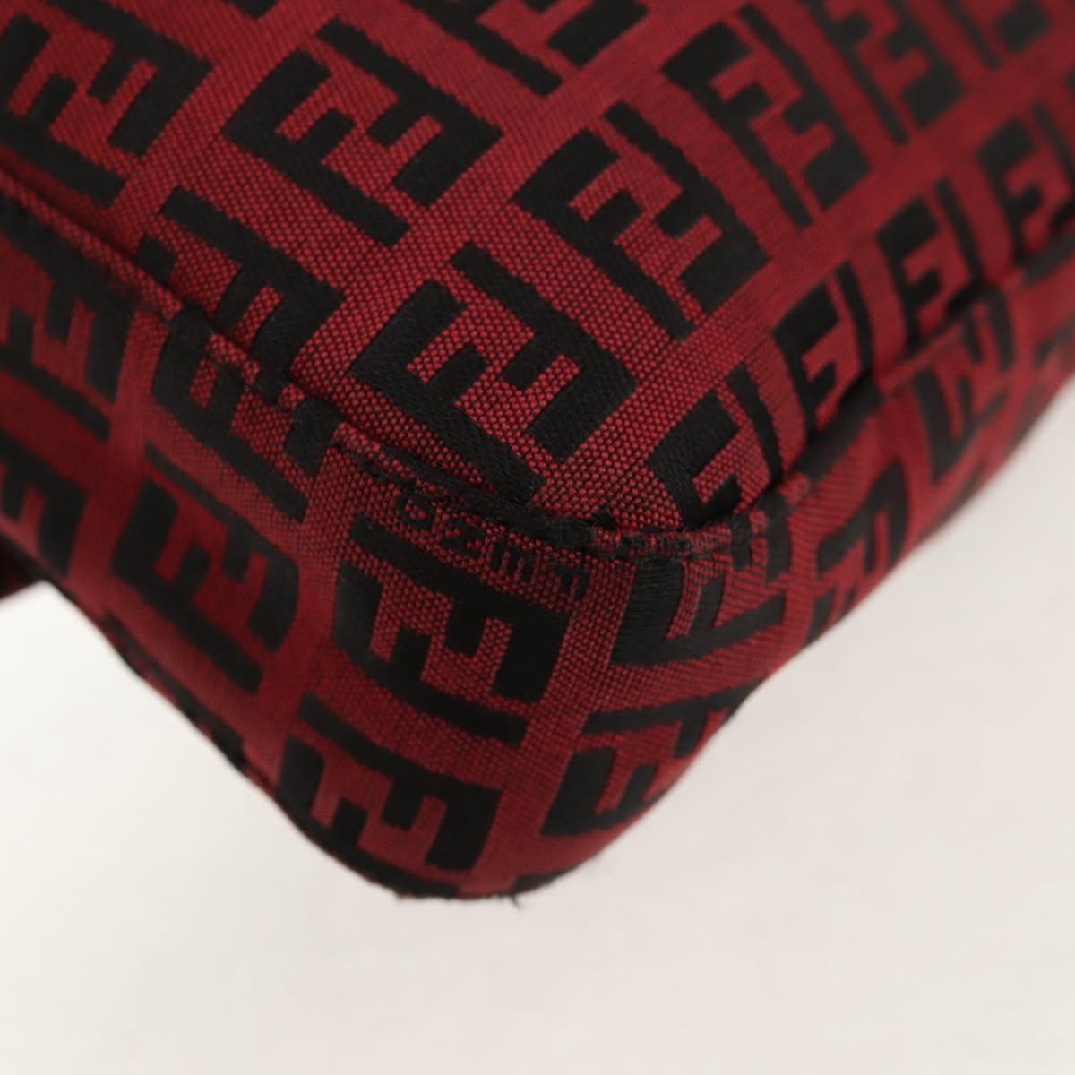 Fendi Baguette Zucchino Canvas Red Canvas Handbag (Pre-Owned)