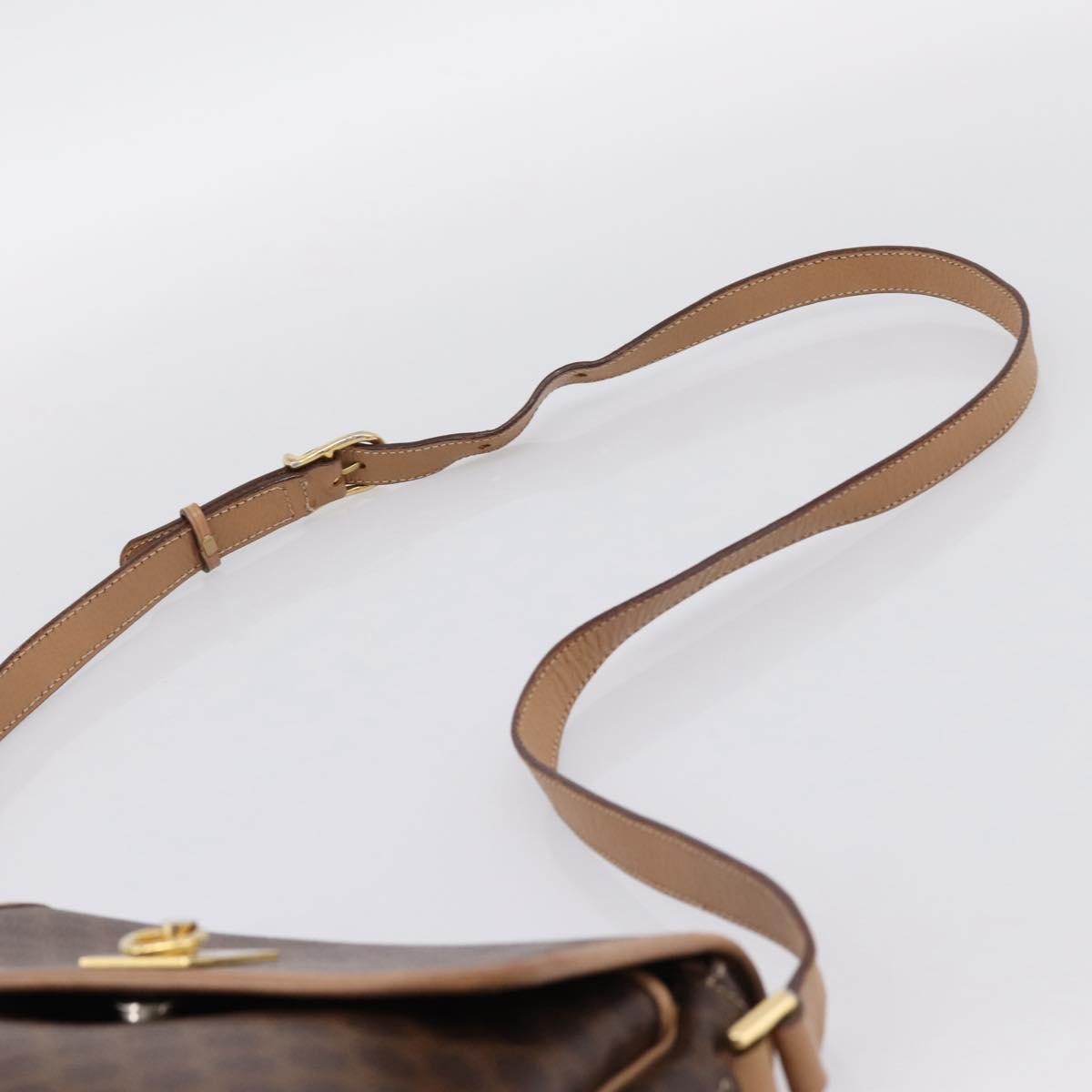 Celine Macadam Leather Brown Canvas Shoulder Bag Bag (Pre-Owned)