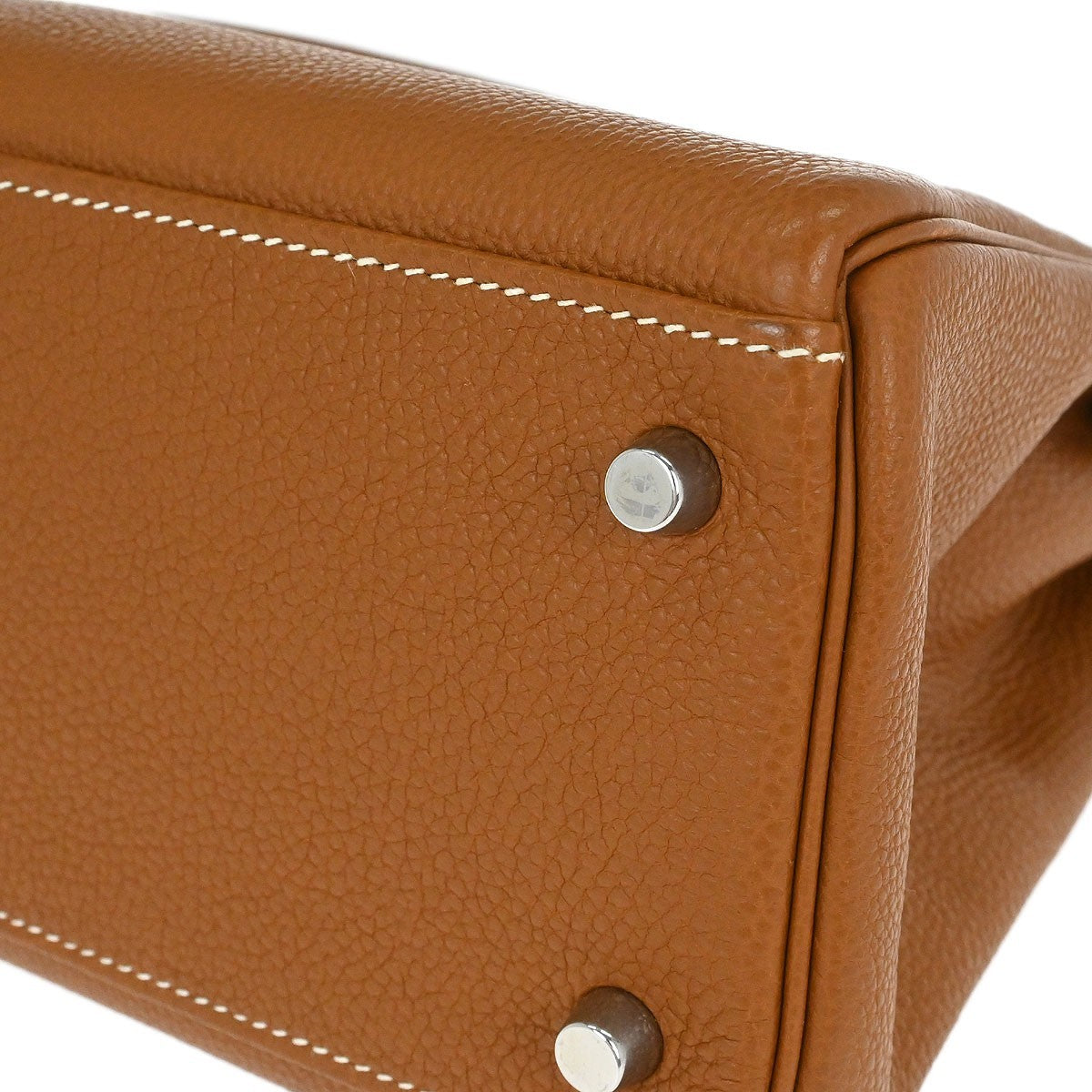 Hermes Kelly Brown Togo With Palladium Hardware Brown Leather Handbag (Pre-Owned)