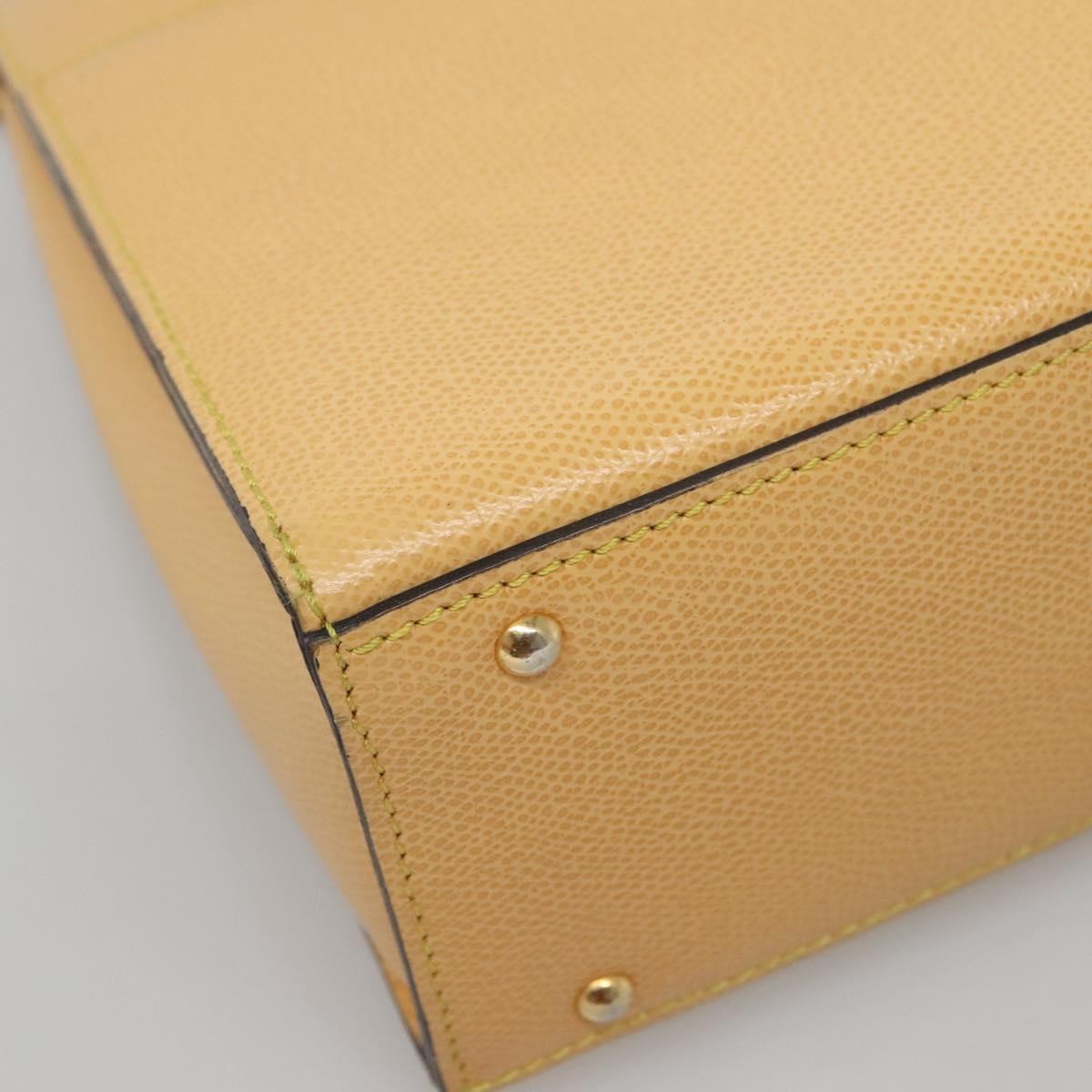 Celine Vintage Turnlock Leather Yellow Leather Handbag (Pre-Owned)