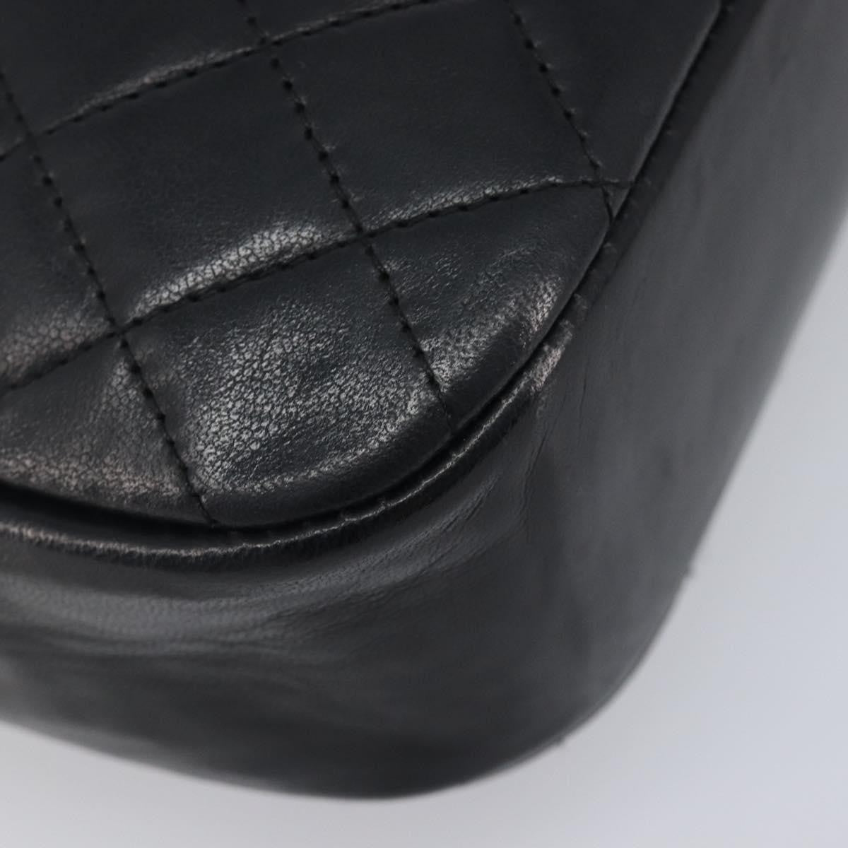 Chanel Vintage Front Pocket Camera Chevron Lambskin Black Leather Handbag (Pre-Owned)