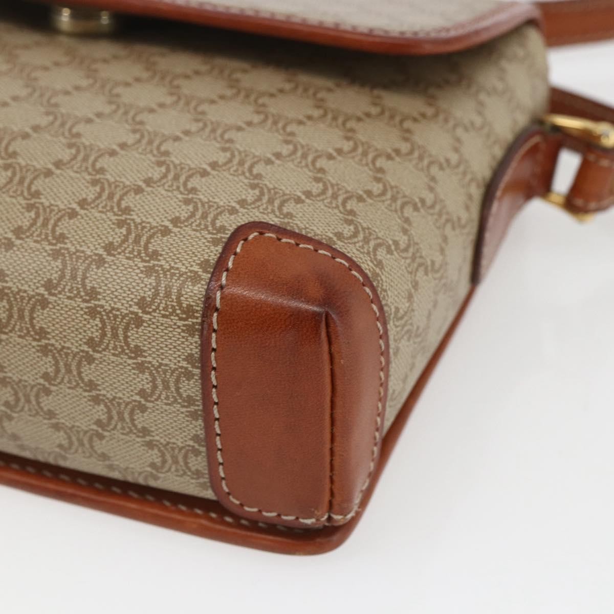 Celine Vintage Macadam Canvas And Leather Beige Canvas Shoulder Bag Bag (Pre-Owned)
