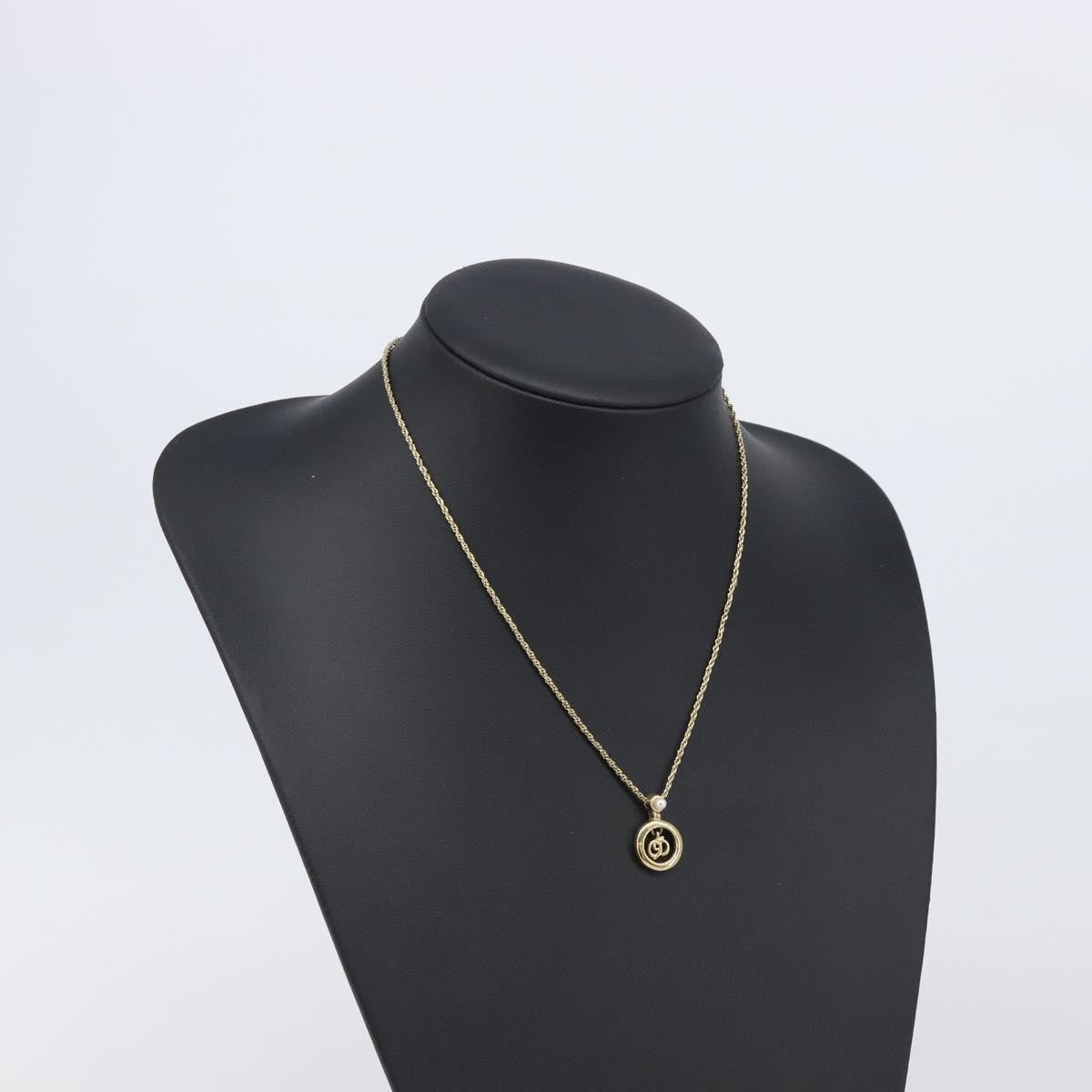 Christian Dior Vintage Cd Pendant Metal Gold Metal Necklace Jewelry (Pre-Owned)