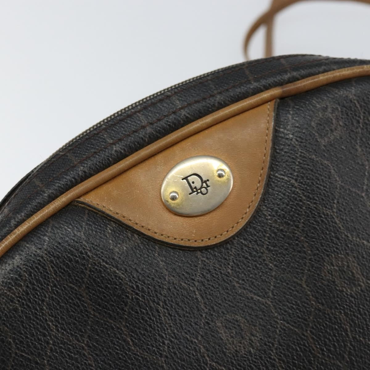 Christian Dior Vintage Honeycomb Canvas And Leather Black Canvas Shoulder Bag Bag (Pre-Owned)