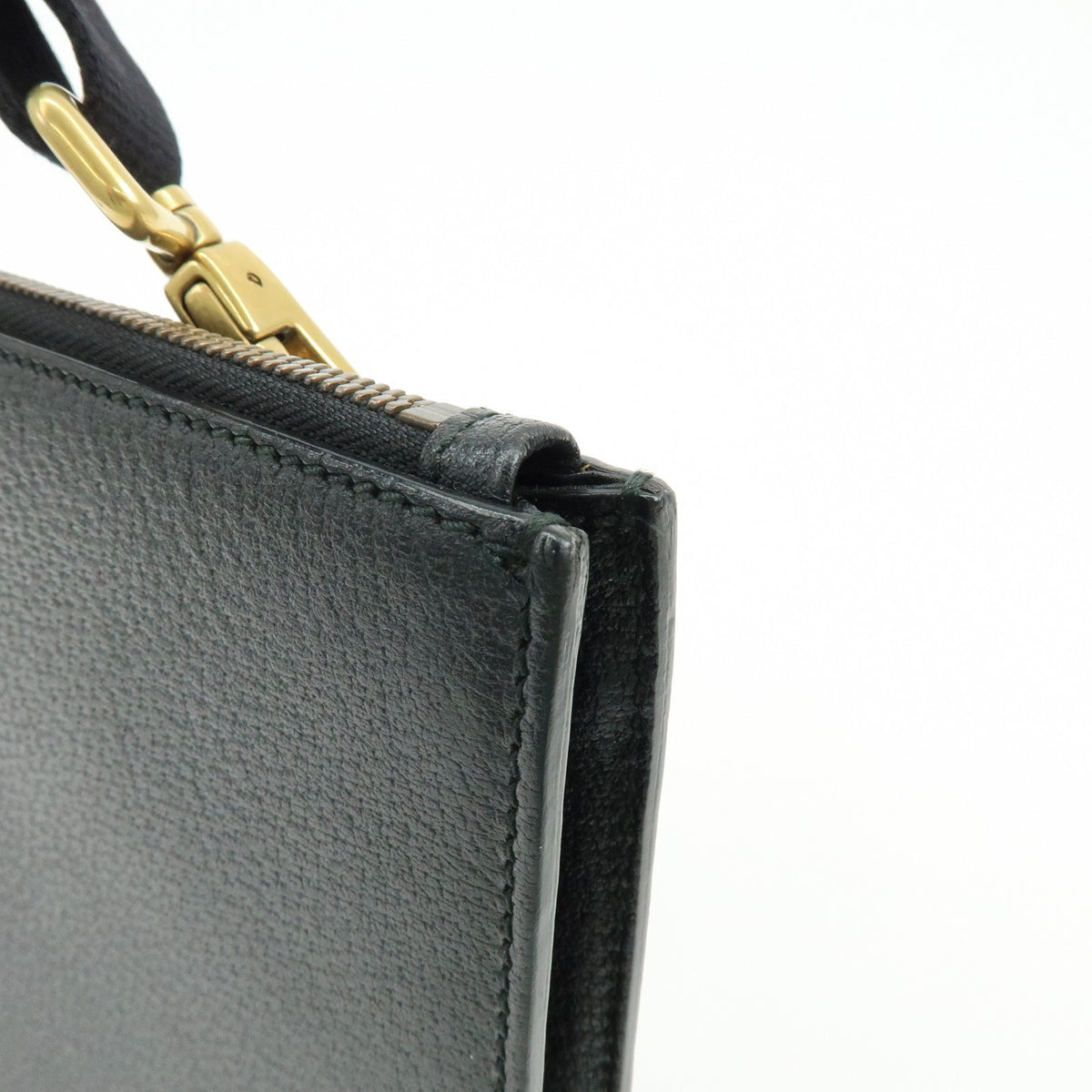 Gucci Web Strap Front Zip Messenger Leather Black Leather Handbag (Pre-Owned)