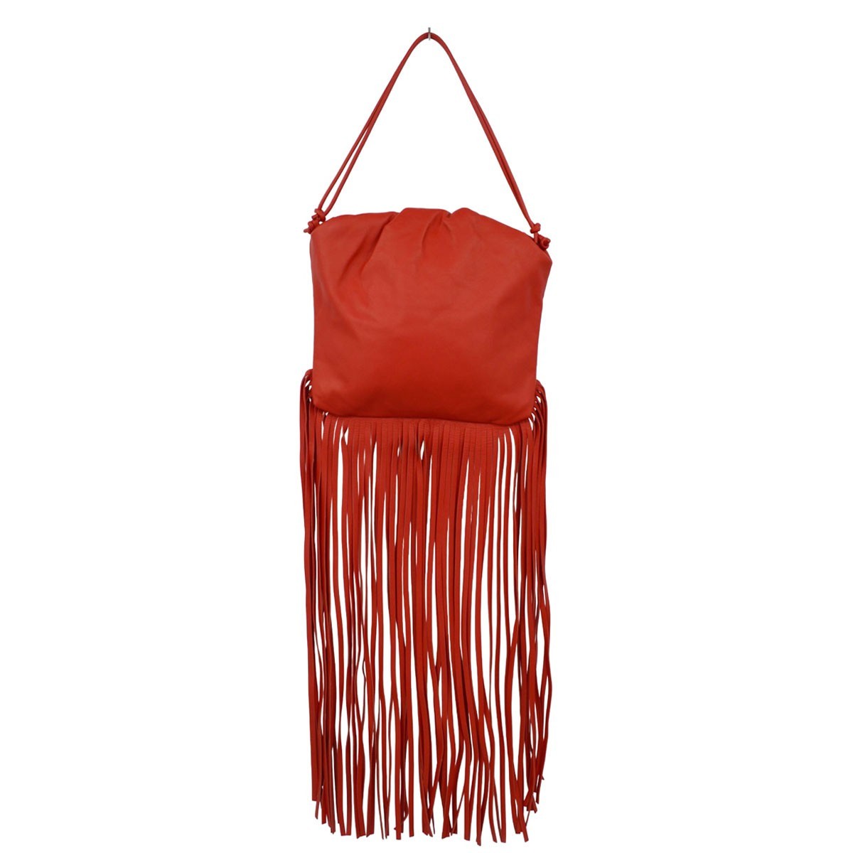 Bottega Veneta The Fringe Leather Red Leather Clutche & Pouche Bag (Pre-Owned)