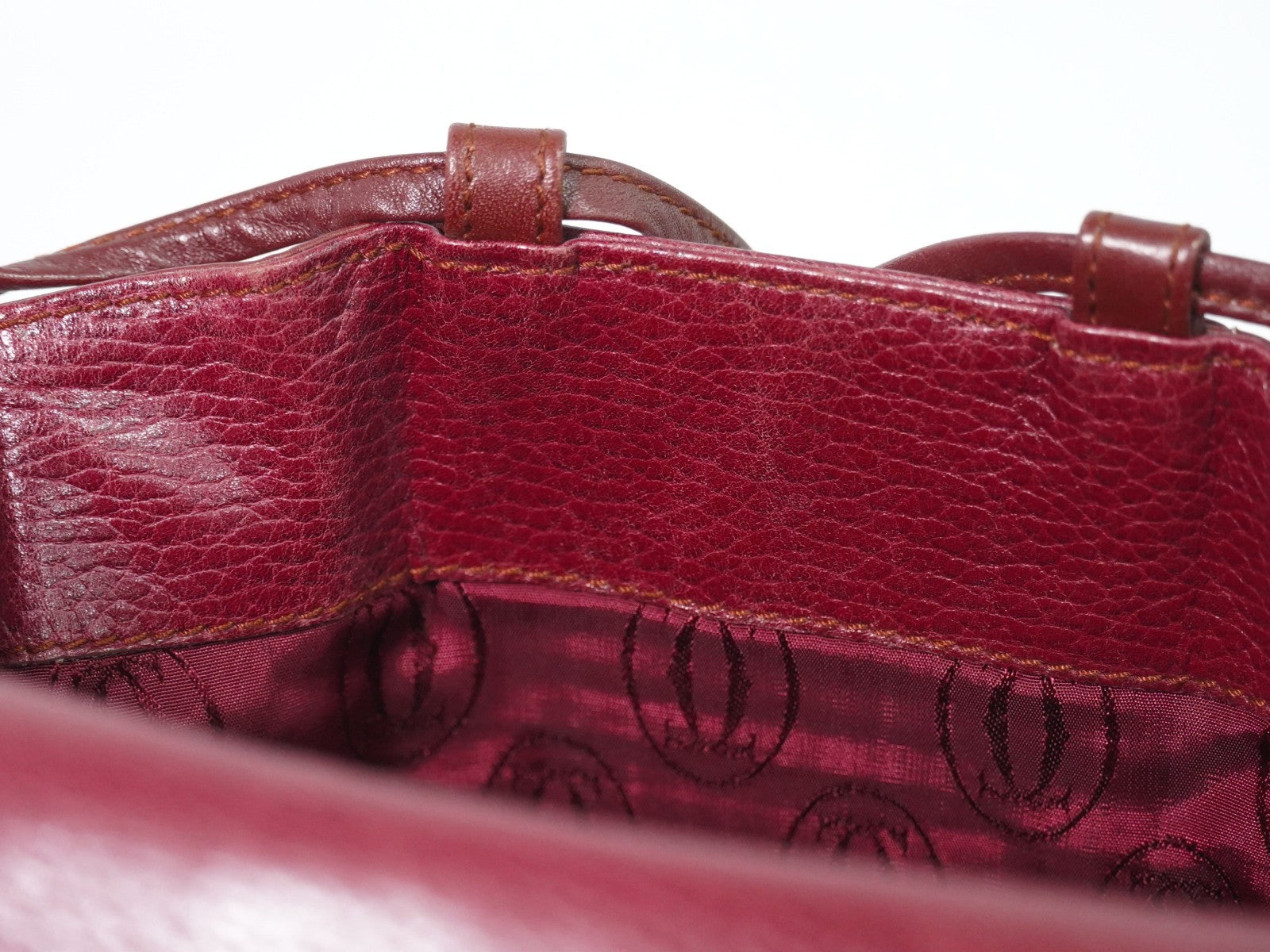 Cartier Vintage Must De Cartier Leather Burgundy Leather Shoulder Bag Bag (Pre-Owned)