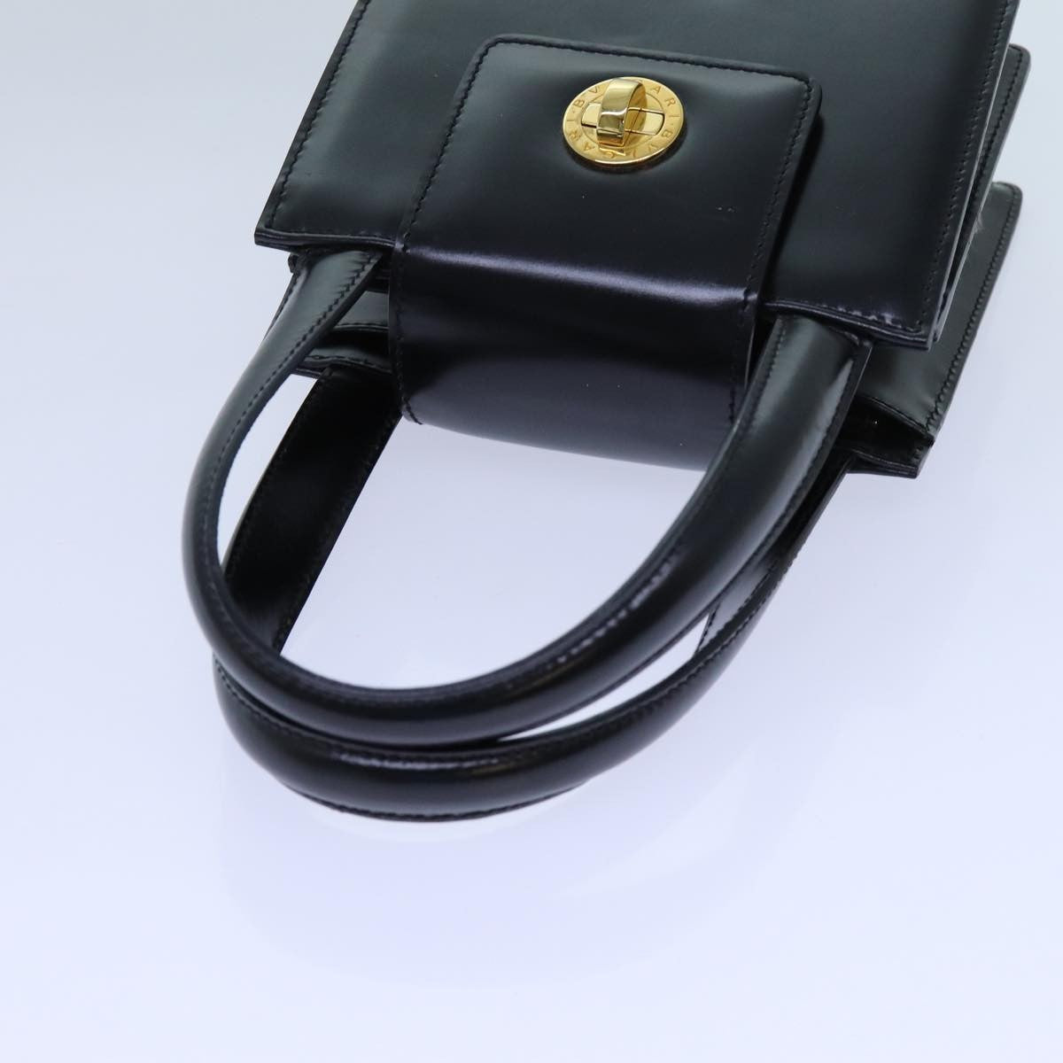 Bvlgari Handbag Leather Black Leather Handbag (Pre-Owned)