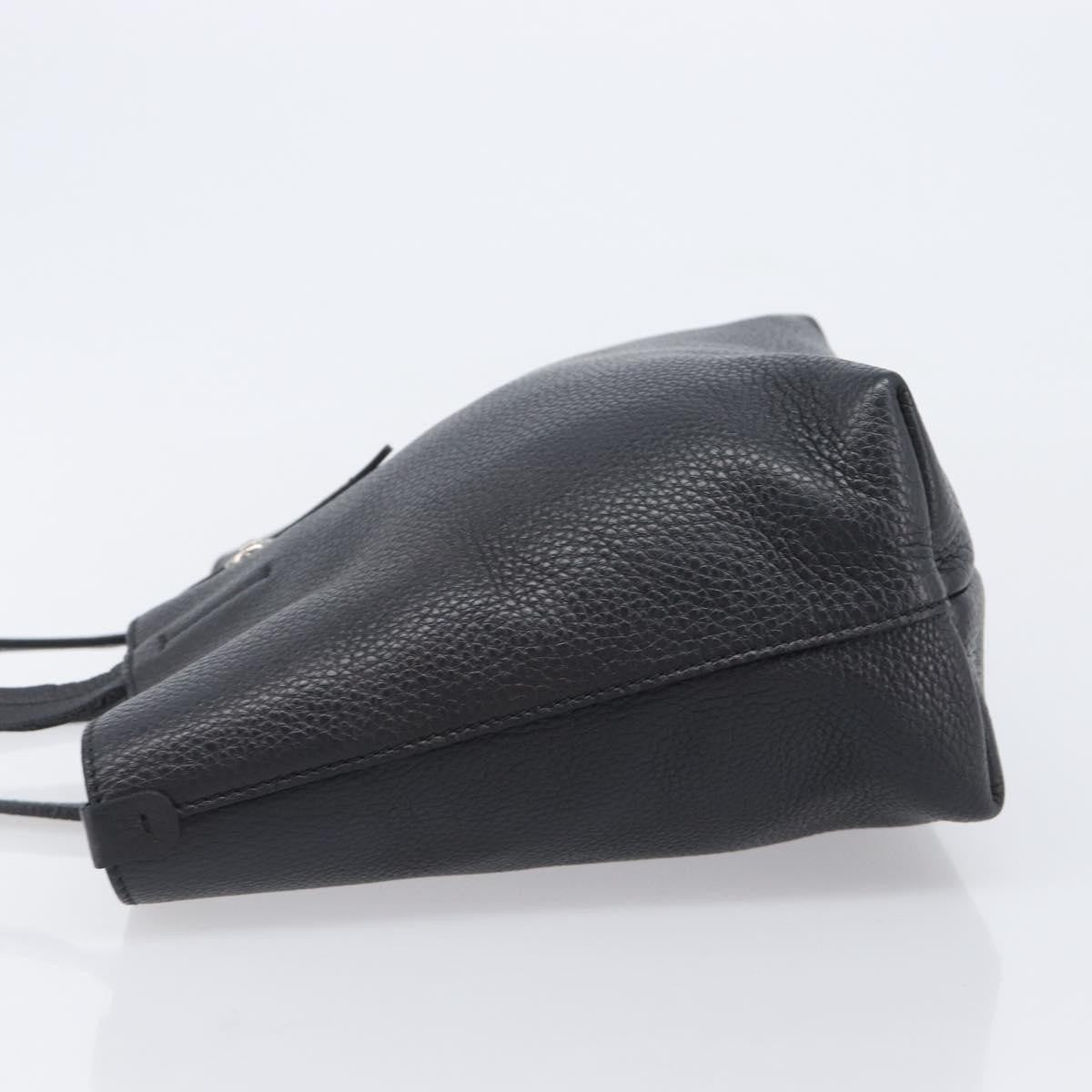 Salvatore Ferragamo Gancini Leather Black Leather Handbag (Pre-Owned)