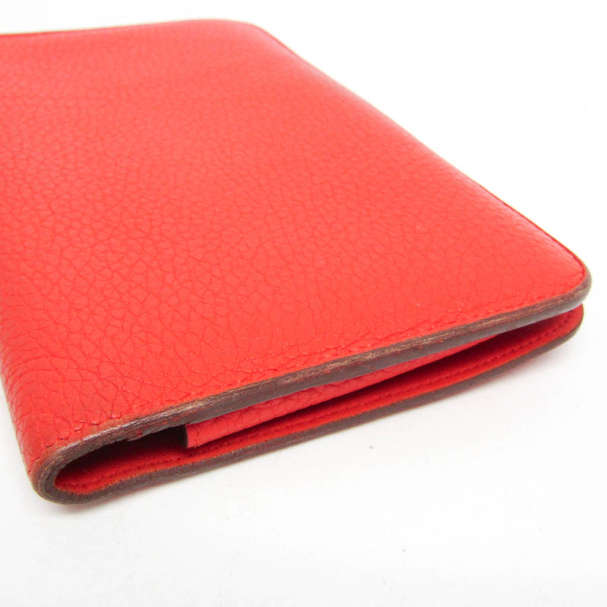 Hermes Dogon Duo Combined Leather Red Leather Wallets Accessory (Pre-Owned)
