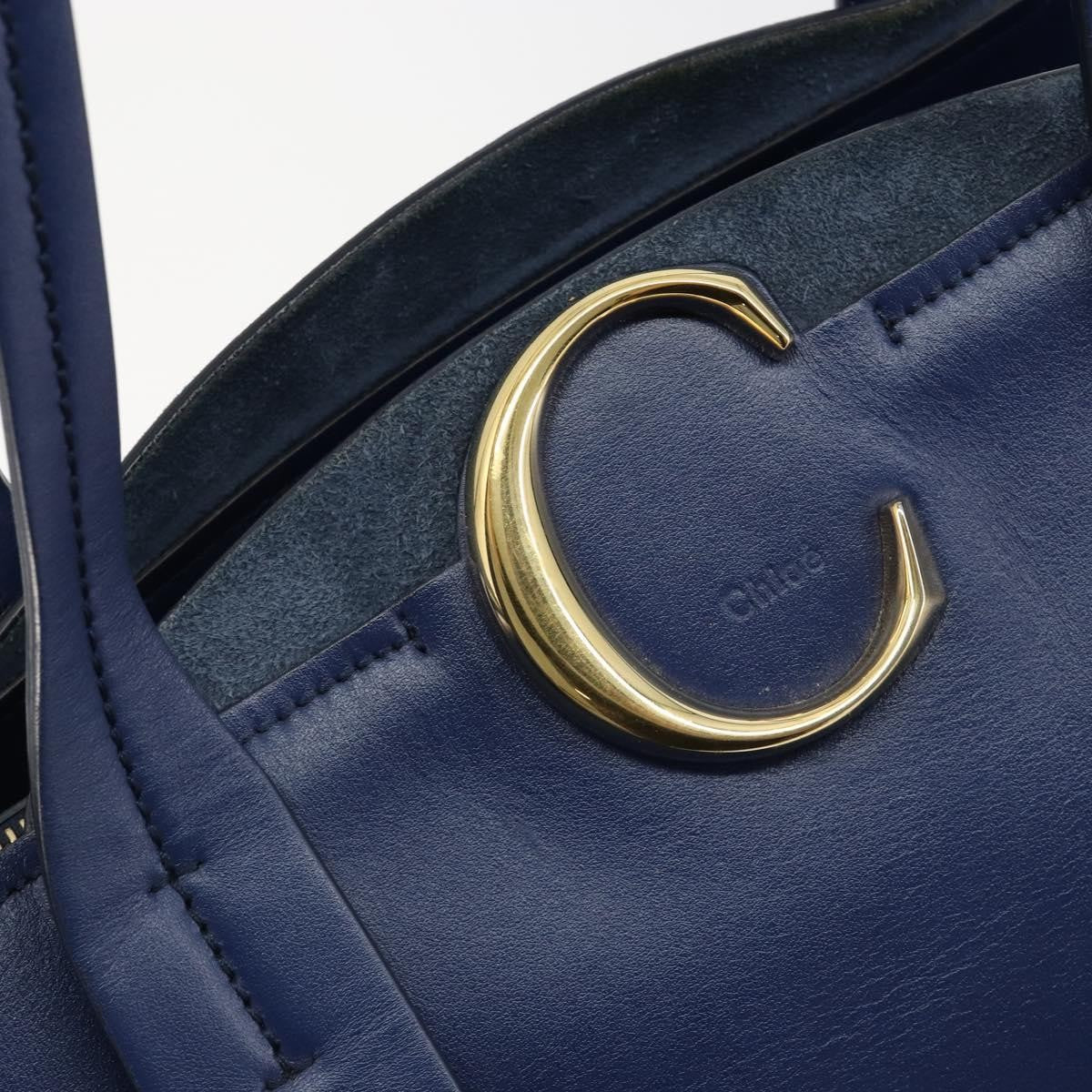 Chloe C Zipped Leather Blue Leather Tote Bag Bag (Pre-Owned)