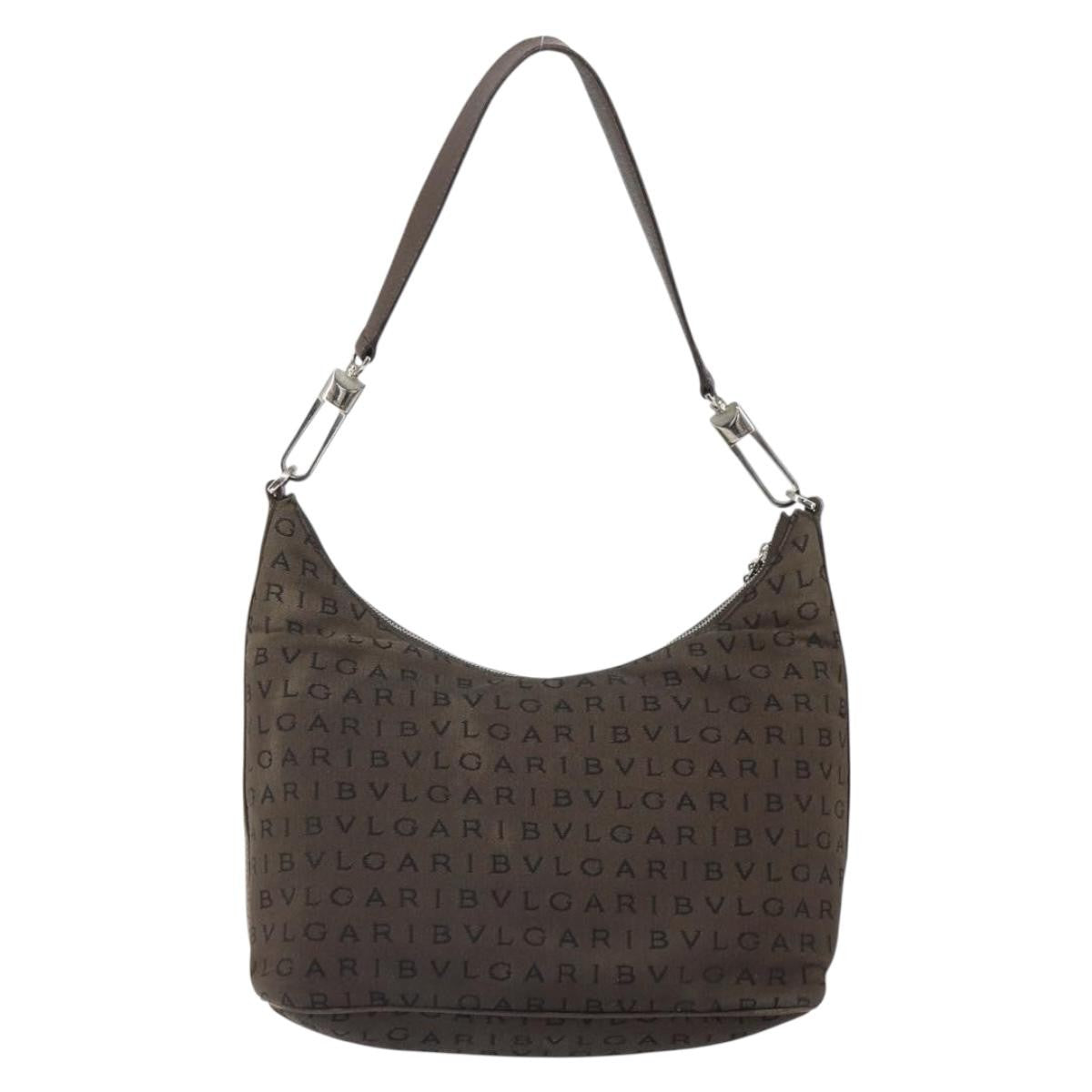 Bvlgari Logomania Canvas With Leather Brown Canvas Shoulder Bag Bag (Pre-Owned)