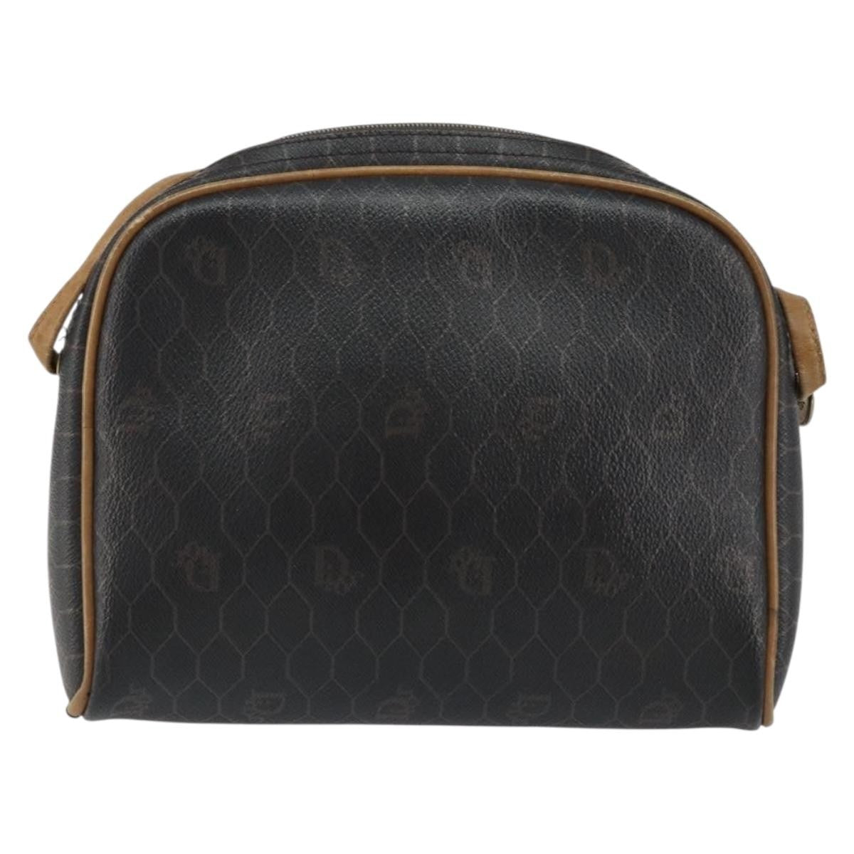 Christian Dior Vintage Honeycomb Canvas And Leather Black Canvas Shoulder Bag Bag (Pre-Owned)
