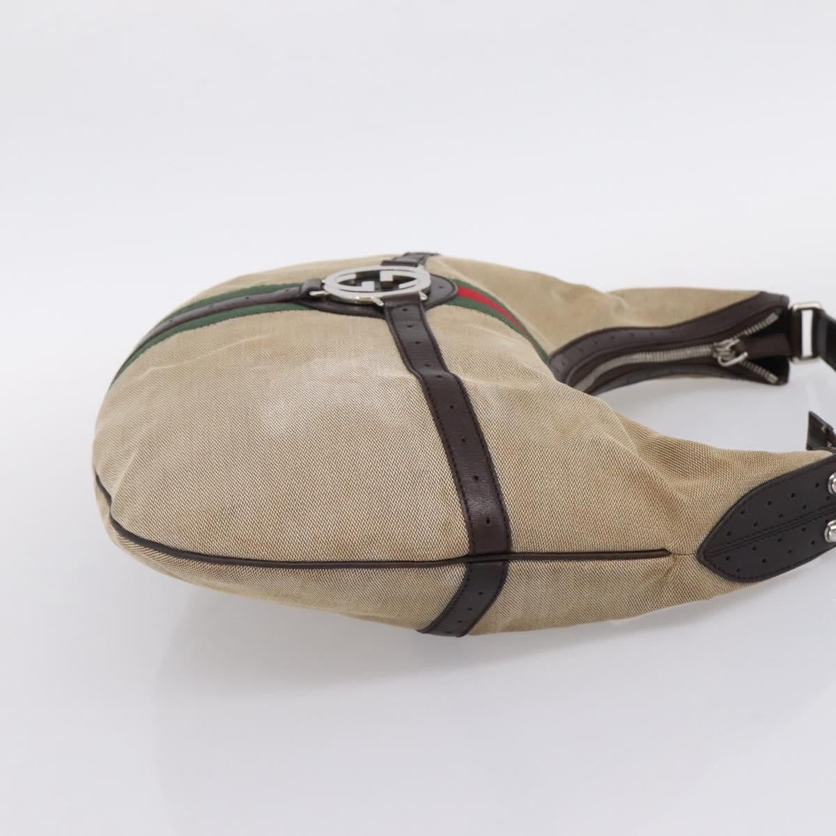 Gucci Reins Web Hobo Canvas Beige Canvas Shoulder Bag Bag (Pre-Owned)