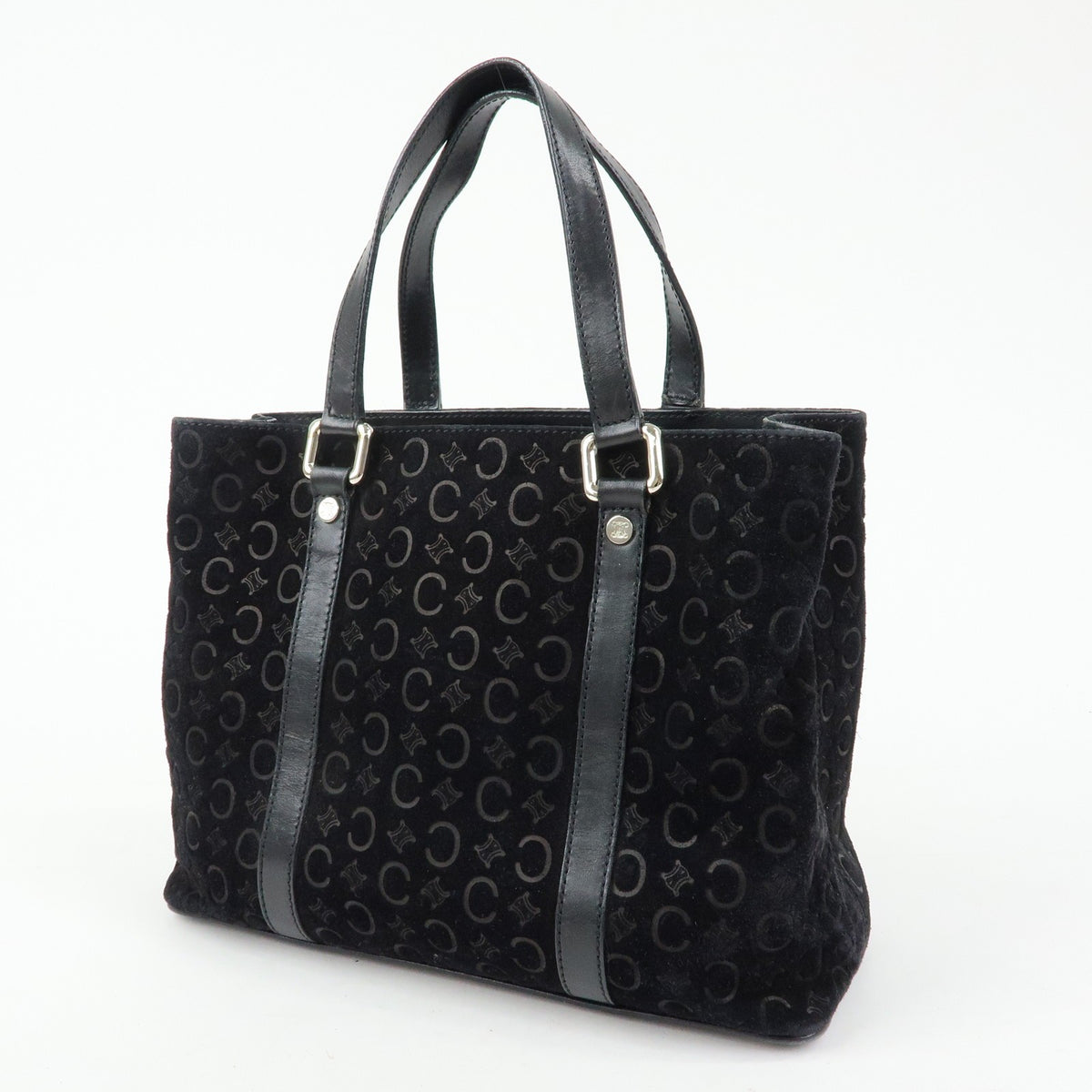 Celine C Macadam Tote Pvc Leather/ Macadam Canvas Black Suede Shoulder Bag Bag (Pre-Owned)