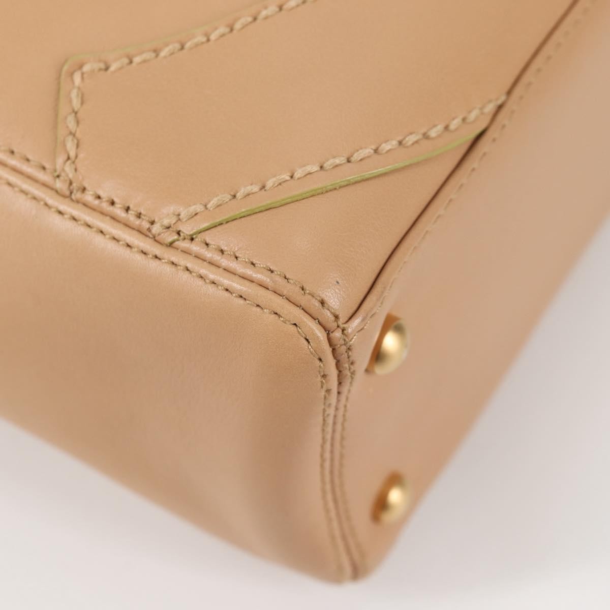 Chanel Cc Stitch Tote Lambskin Beige Leather Bag (Pre-Owned)