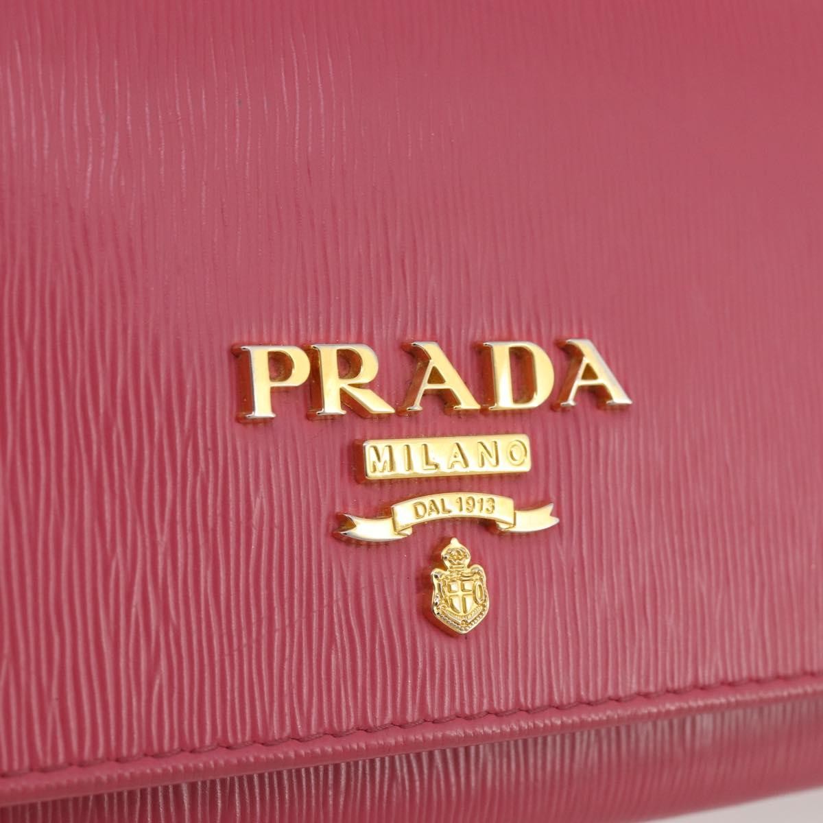 Prada Wallet On Chain Saffiano Leather Pink Leather Crossbody Bag Bag (Pre-Owned)