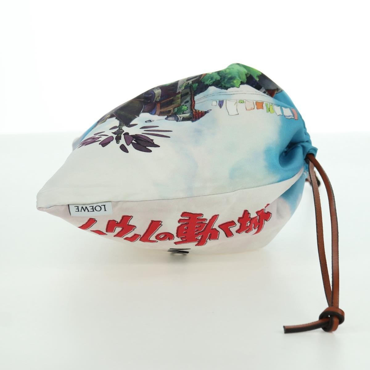 Loewe Paula Drawstring Printed Canvas Blue Canvas Clutche & Pouche Bag (Pre-Owned)