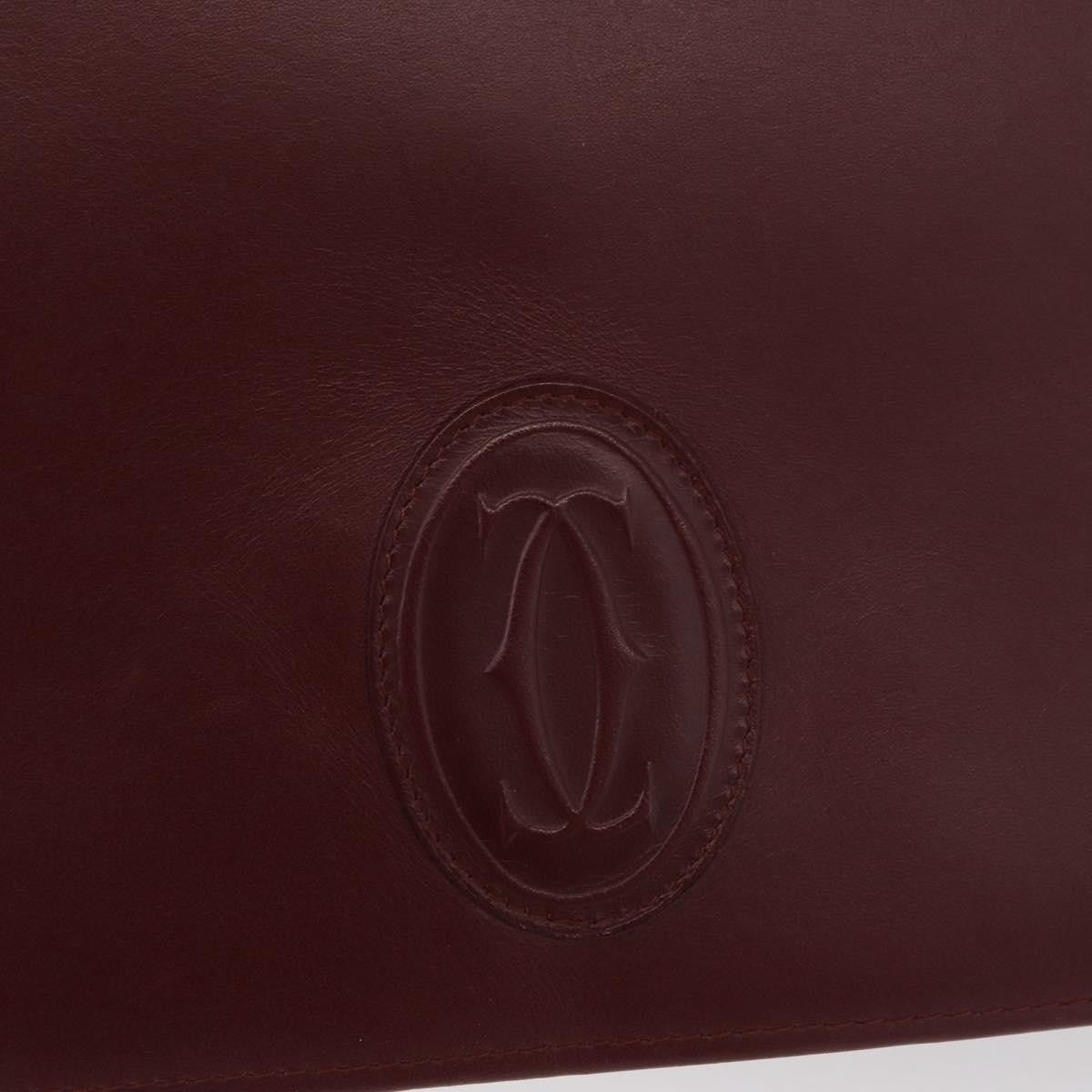 Cartier Must De Cartier Clutch Leather Burgundy Leather Clutche & Pouche Bag (Pre-Owned)