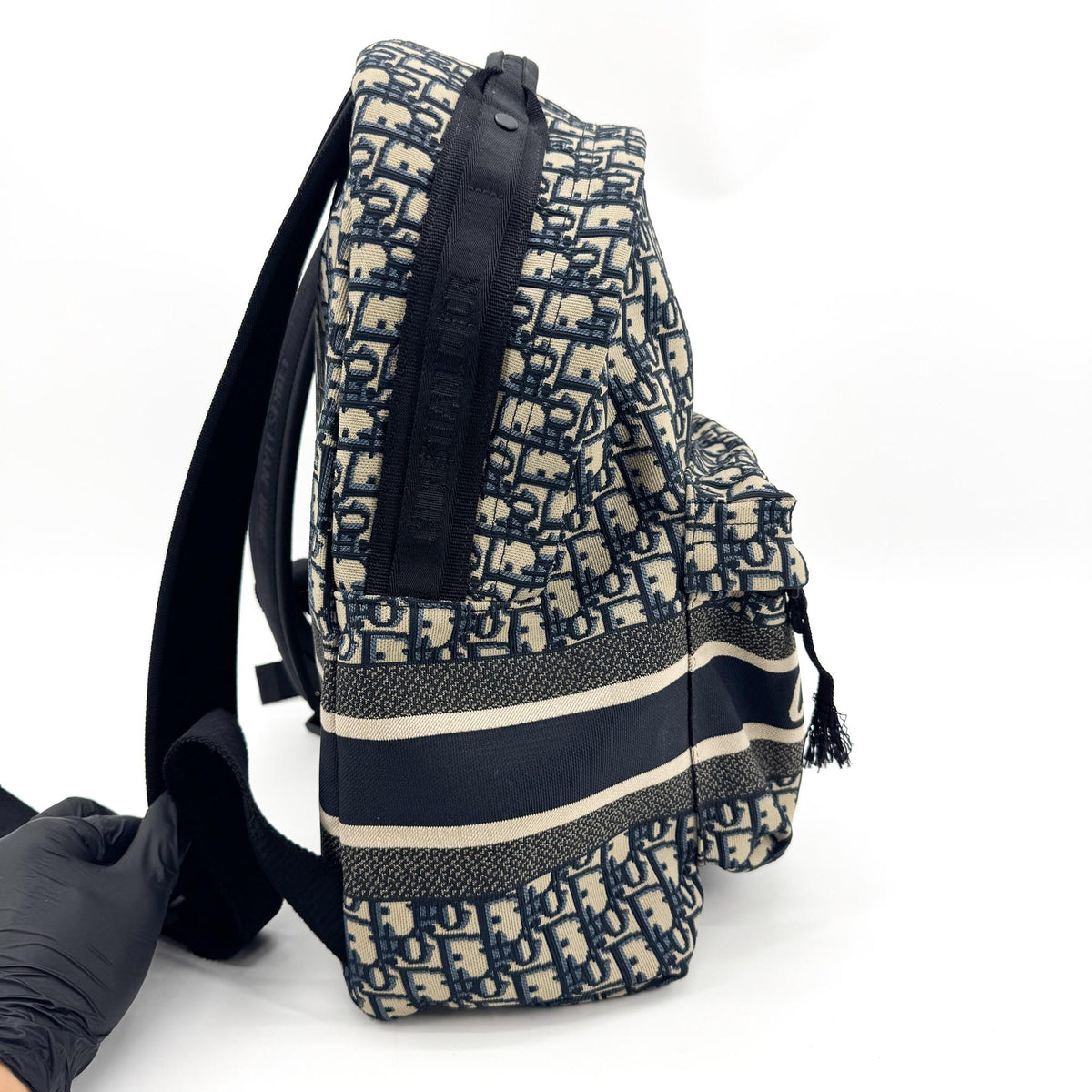 Christian Dior Travel Oblique Canvas Beige Canvas Backpack Bag (Pre-Owned)