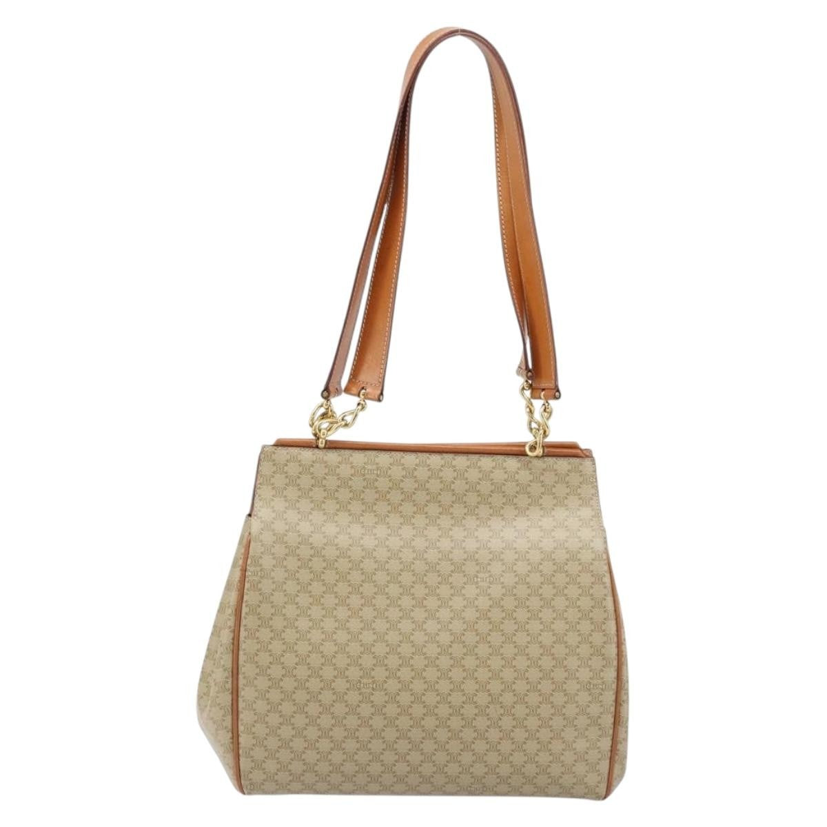 Celine Vintage Macadam Shopper Coated Canvas Beige Canvas Tote Bag Bag (Pre-Owned)