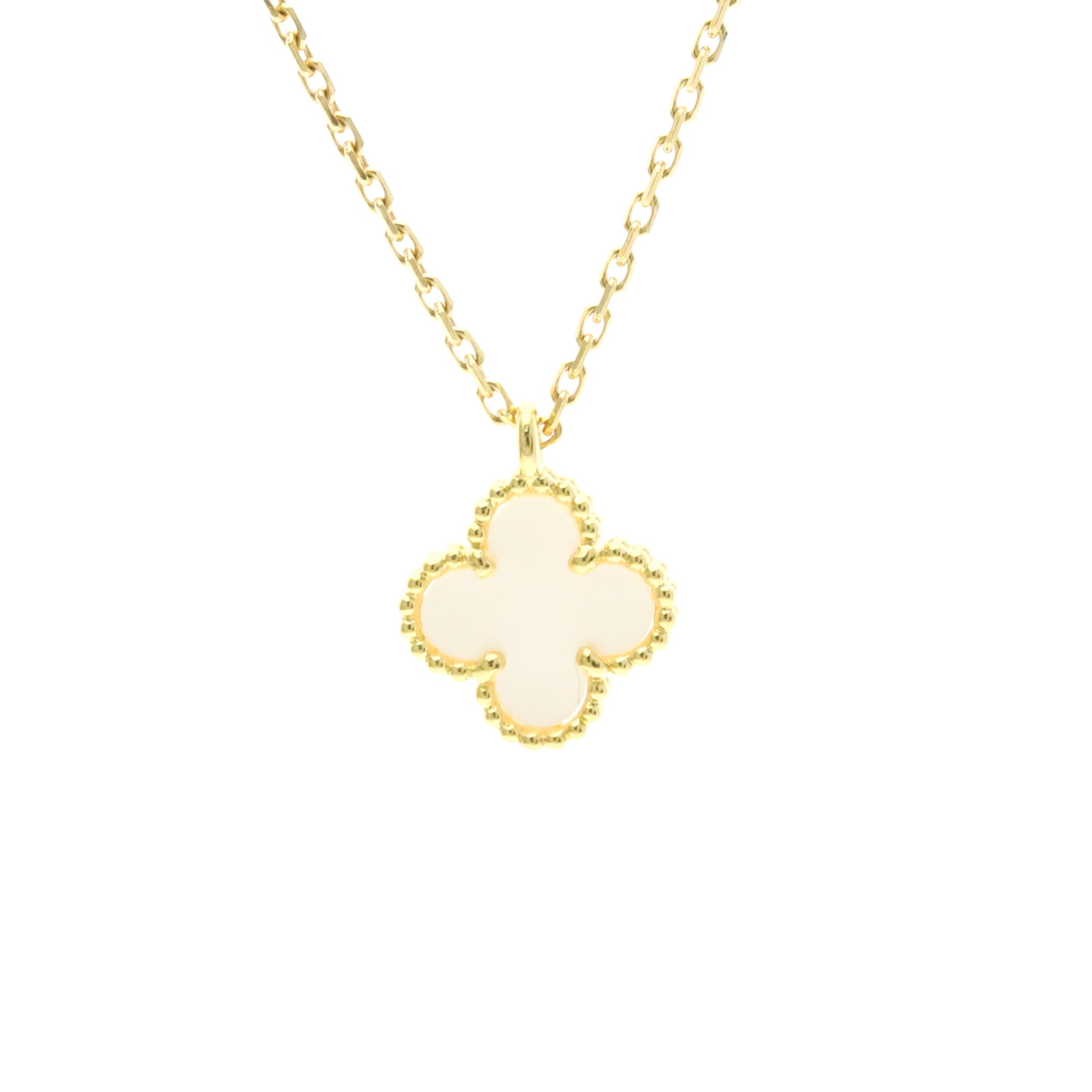 Van Cleef & Arpels Sweet Alhambra Pendant 18K Yellow Gold And Mother Of Pearl Gold Yellow_Gold Necklace Jewelry (Pre-Owned)