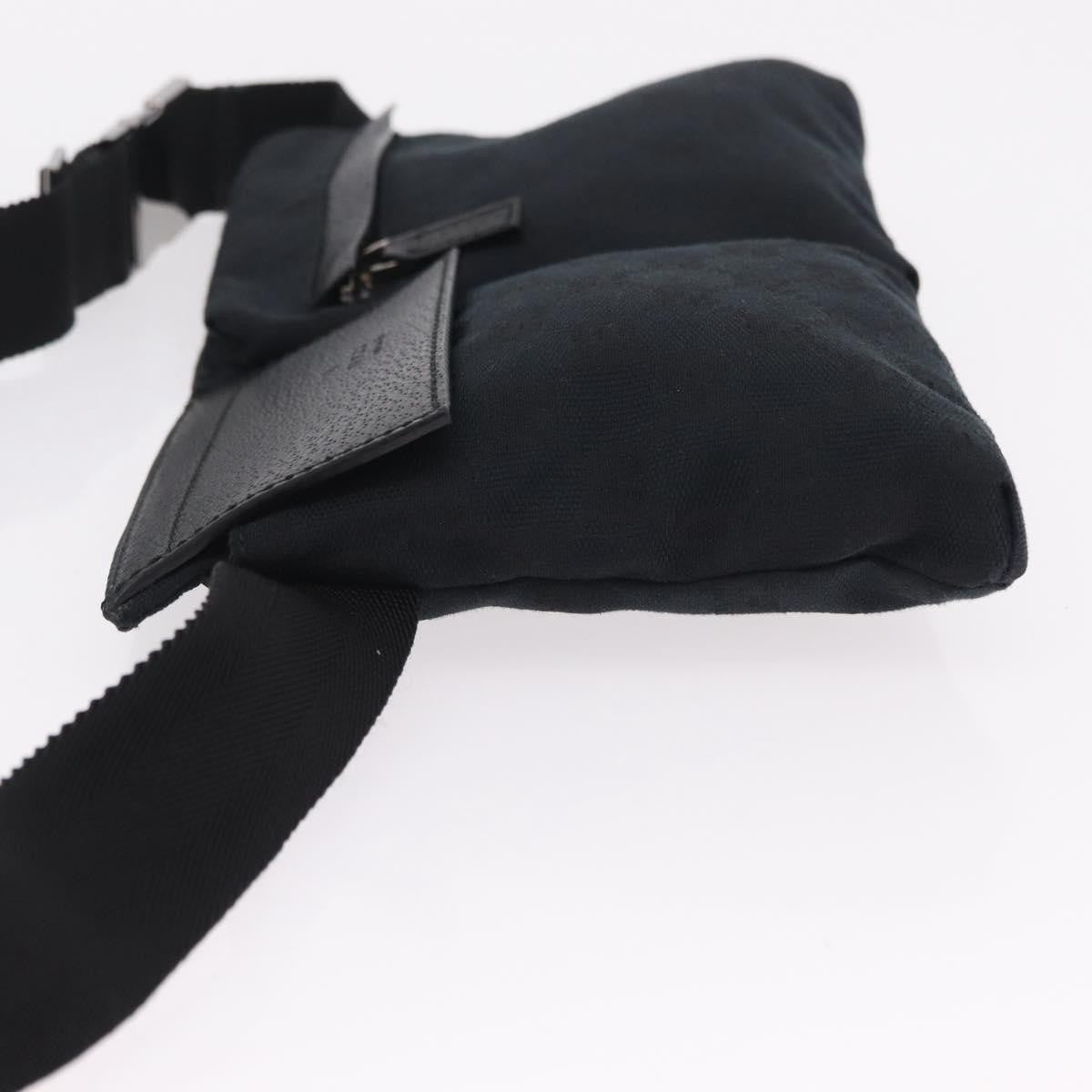 Gucci Vintage Double Web Belt Canvas Black Canvas Shoulder Bag Bag (Pre-Owned)
