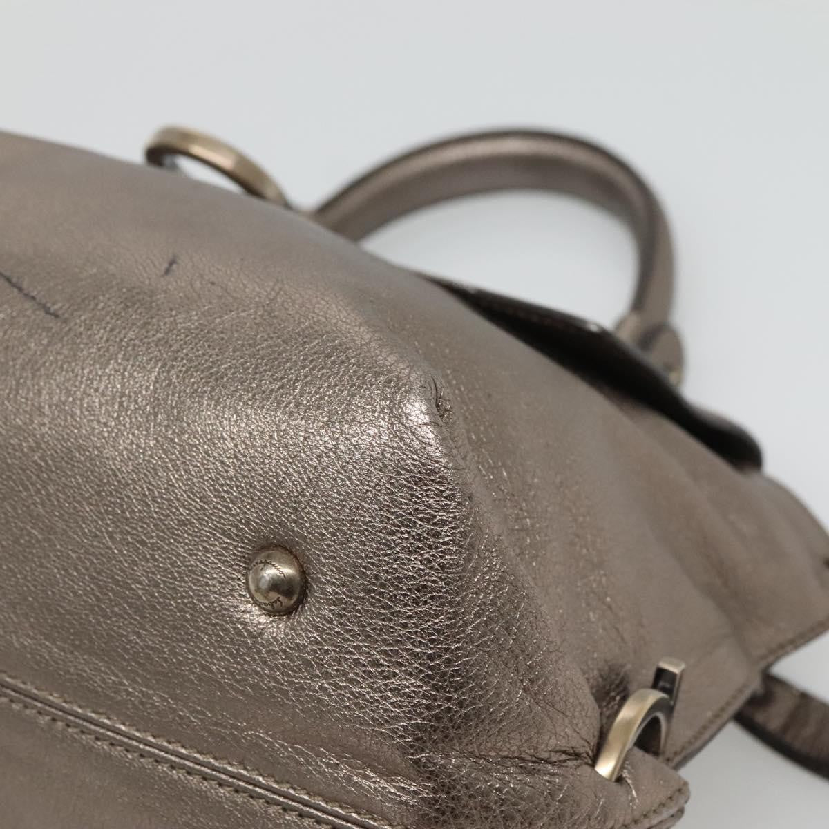 Salvatore Ferragamo Sofia Satchel Leather Gold Leather Handbag (Pre-Owned)
