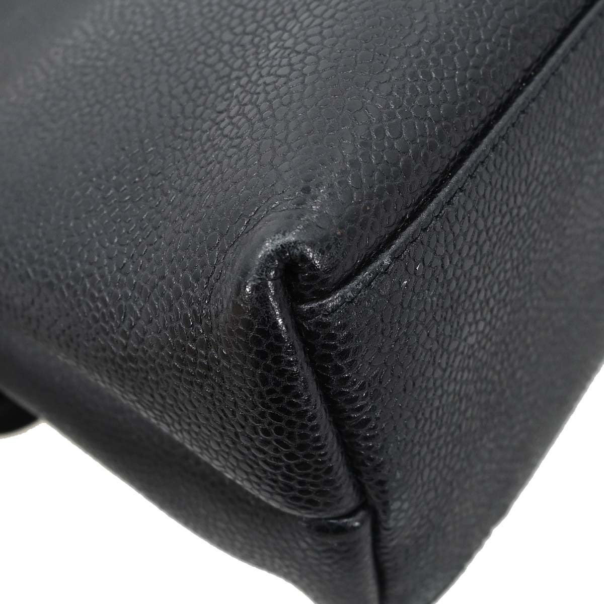 Chanel Vintage Front Pocket Tote Quilted Leather Black Leather Tote Bag Bag (Pre-Owned)