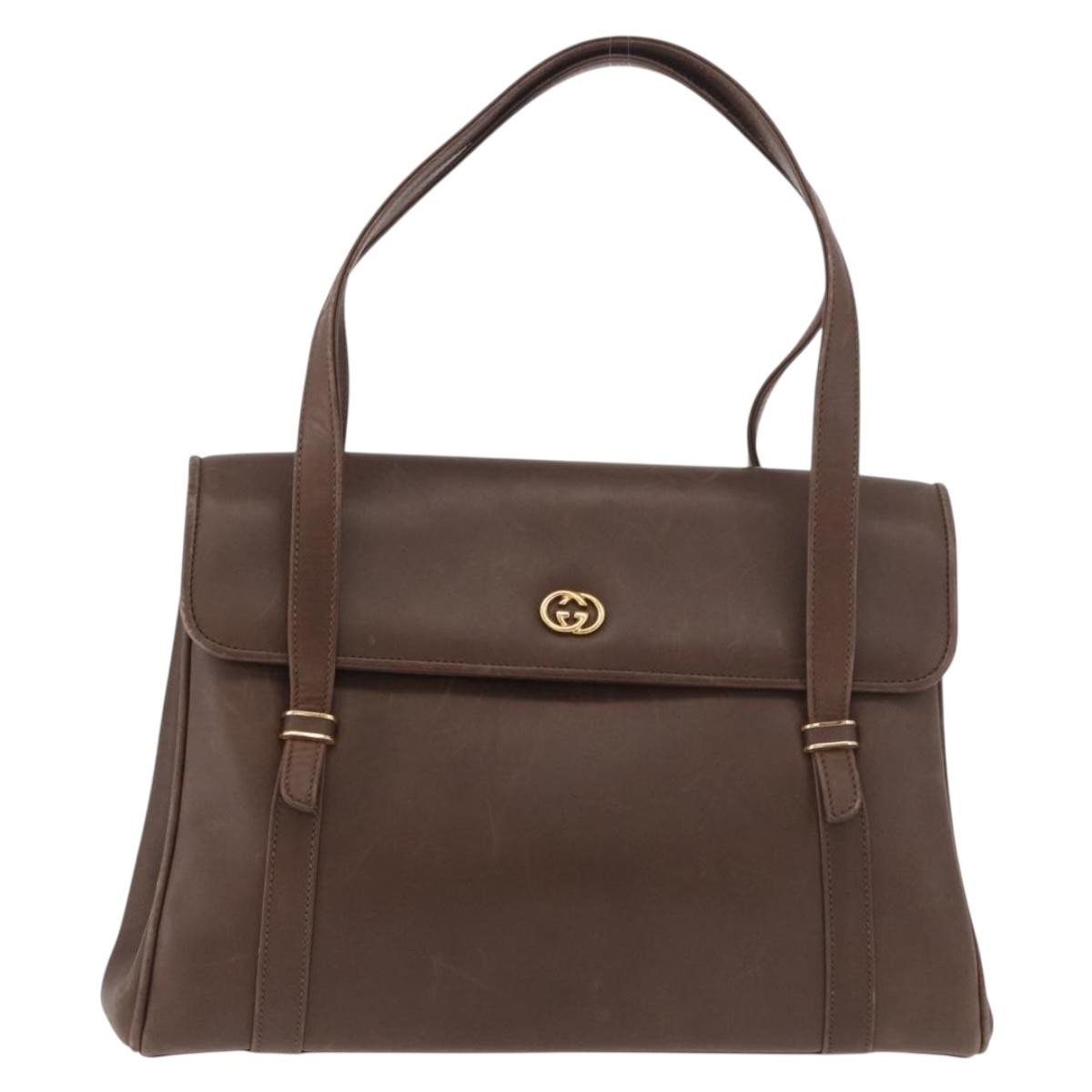Gucci Vintage Leather Brown Leather Tote Bag Bag (Pre-Owned)