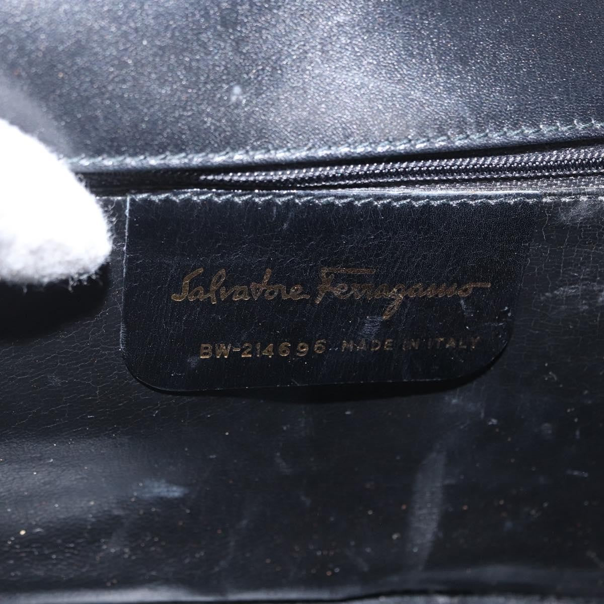 Salvatore Ferragamo Vintage Gancini Flap Leather Black Leather Shoulder Bag Bag (Pre-Owned)
