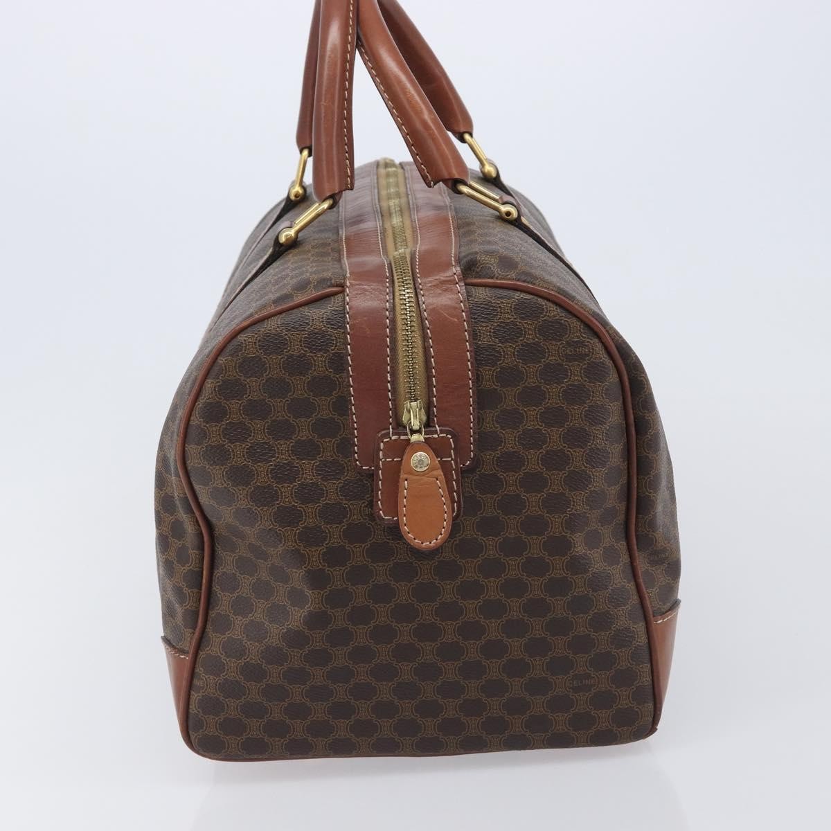 Celine Vintage Duffle Macadam Coated Canvas Brown Canvas Handbag (Pre-Owned)