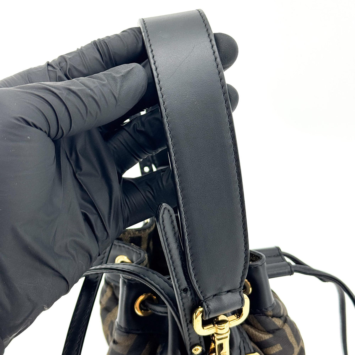 Fendi Mon Tresor Bucket Zucca Quilted Silk Black Canvas Handbag (Pre-Owned)