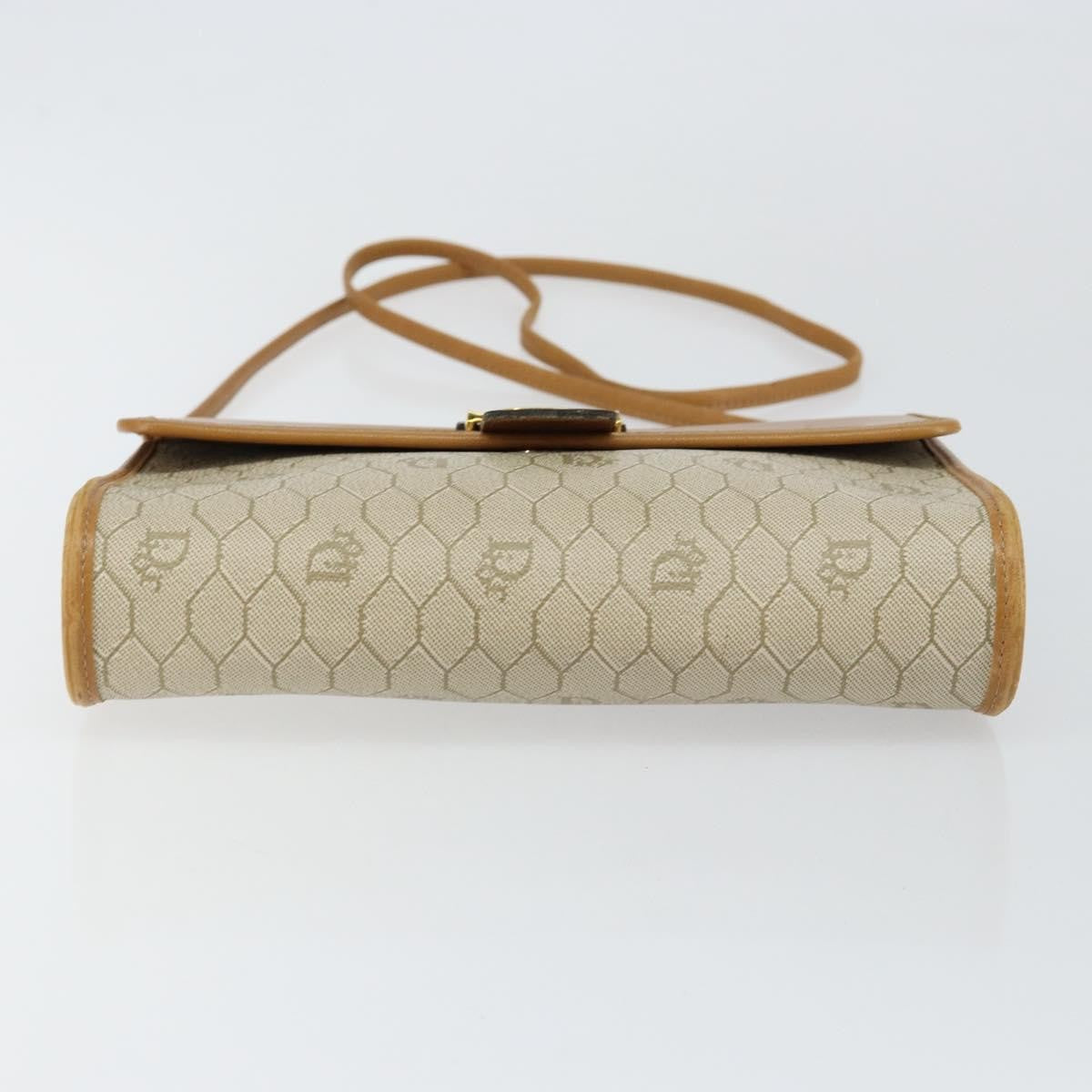 Christian Dior Vintage Honeycomb Flap Canvas And Leather Beige Canvas Shoulder Bag Bag (Pre-Owned)