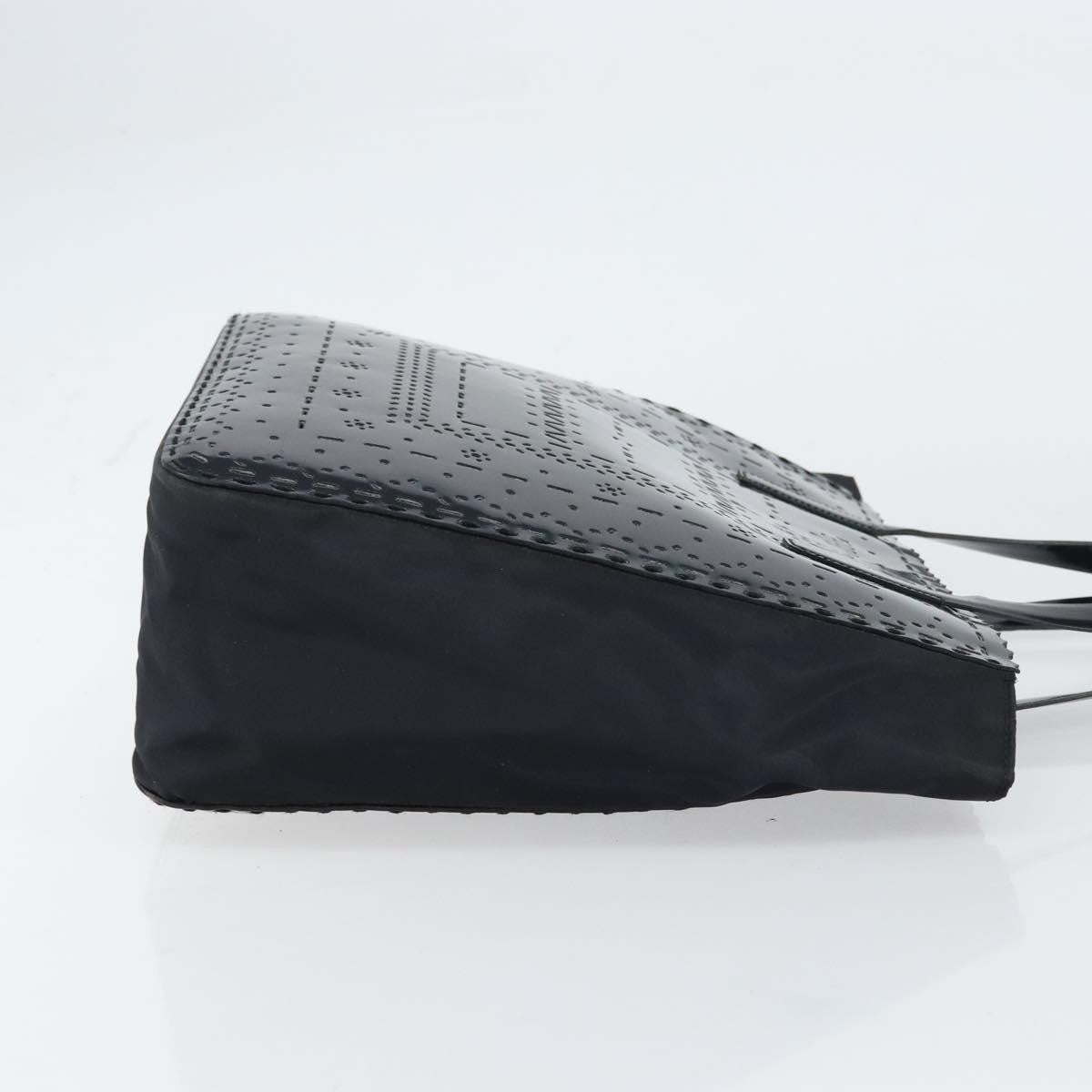 Prada Vintage Tote Tessuto With Leather Black Patent_Leather Tote Bag Bag (Pre-Owned)
