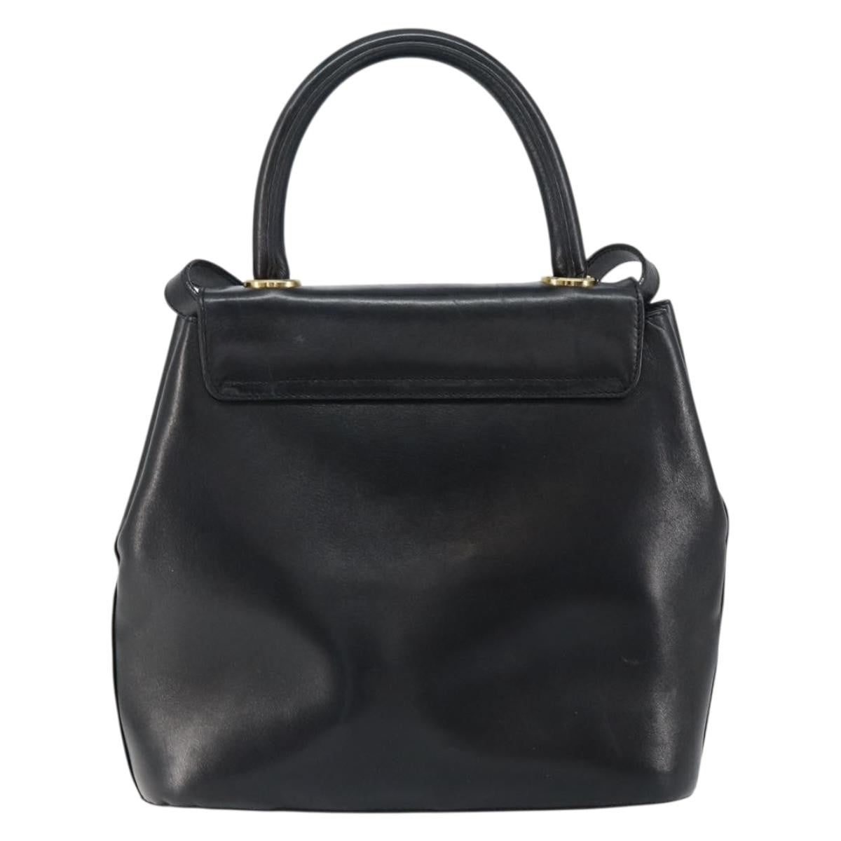 Salvatore Ferragamo Vintage Leather Black Leather Handbag (Pre-Owned)