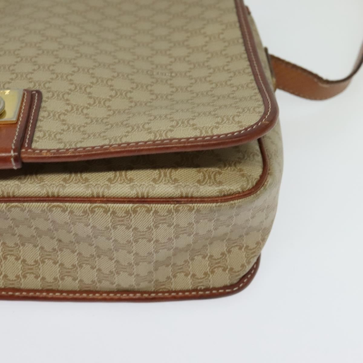 Celine Vintage Macadam Canvas And Leather Beige Canvas Shoulder Bag Bag (Pre-Owned)