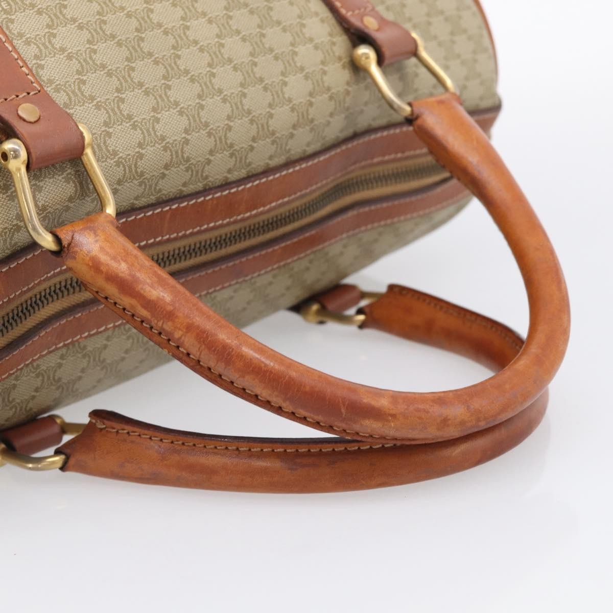 Celine Macadam Macadam With Leather Beige Canvas Tote Bag Bag (Pre-Owned)