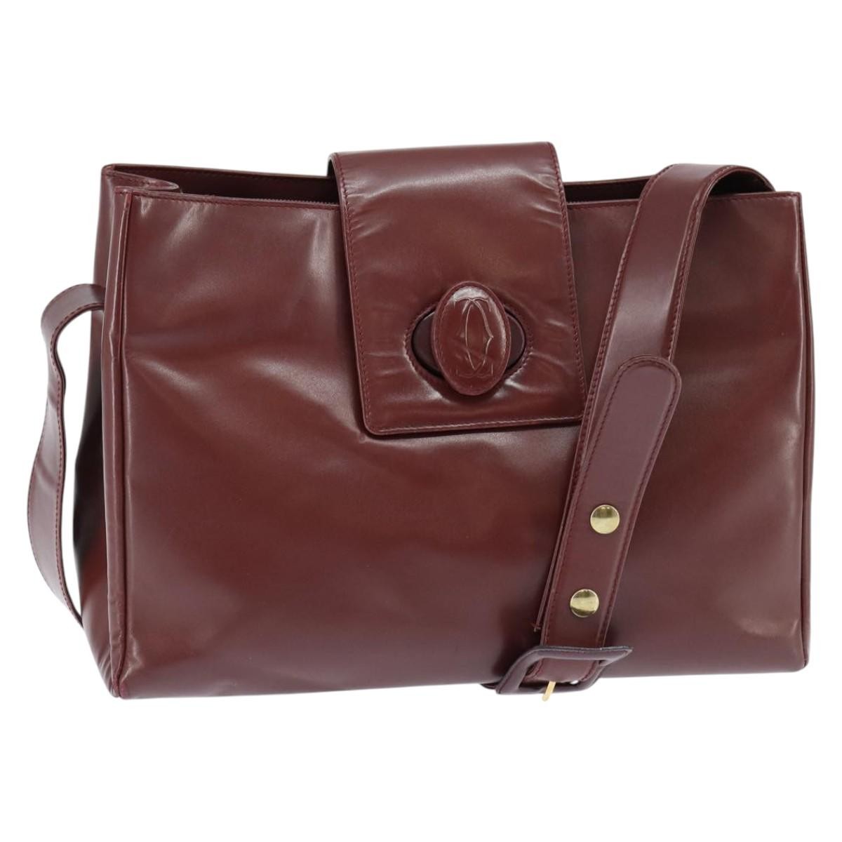 Cartier Must De Cartier Leather Burgundy Leather Shoulder Bag Bag (Pre-Owned)