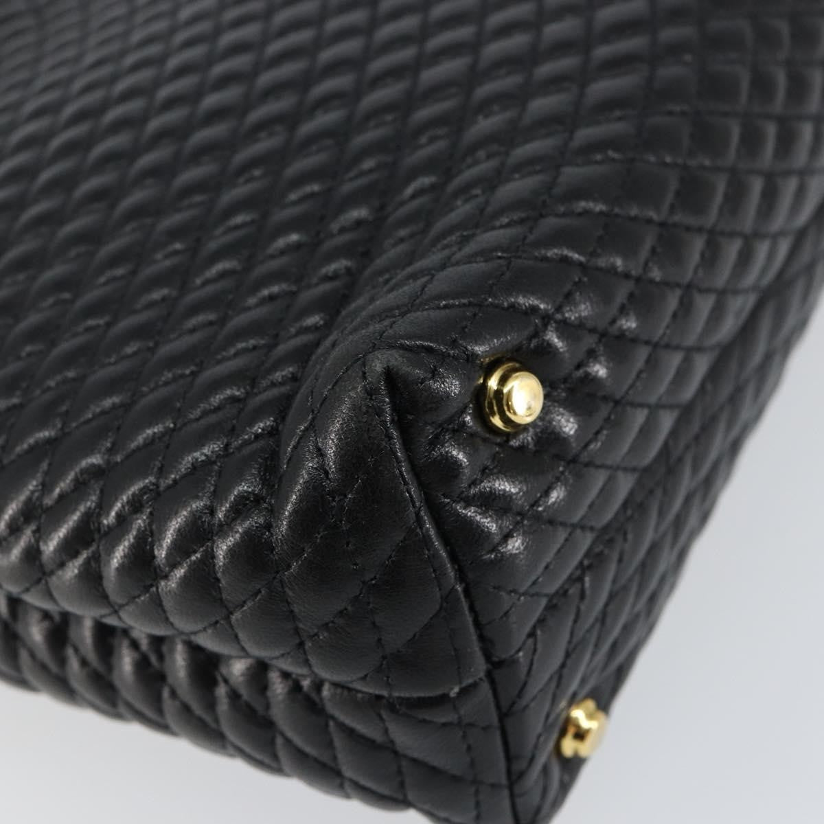 Bally Vintage Quilted Leather Black Leather Handbag (Pre-Owned)