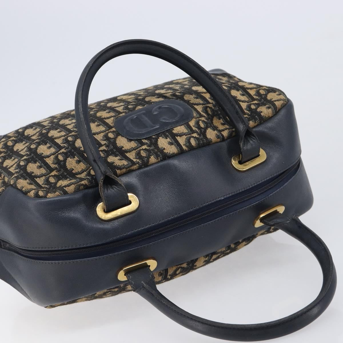 Christian Dior Detective Handle Leather Navy Canvas Handbag (Pre-Owned)