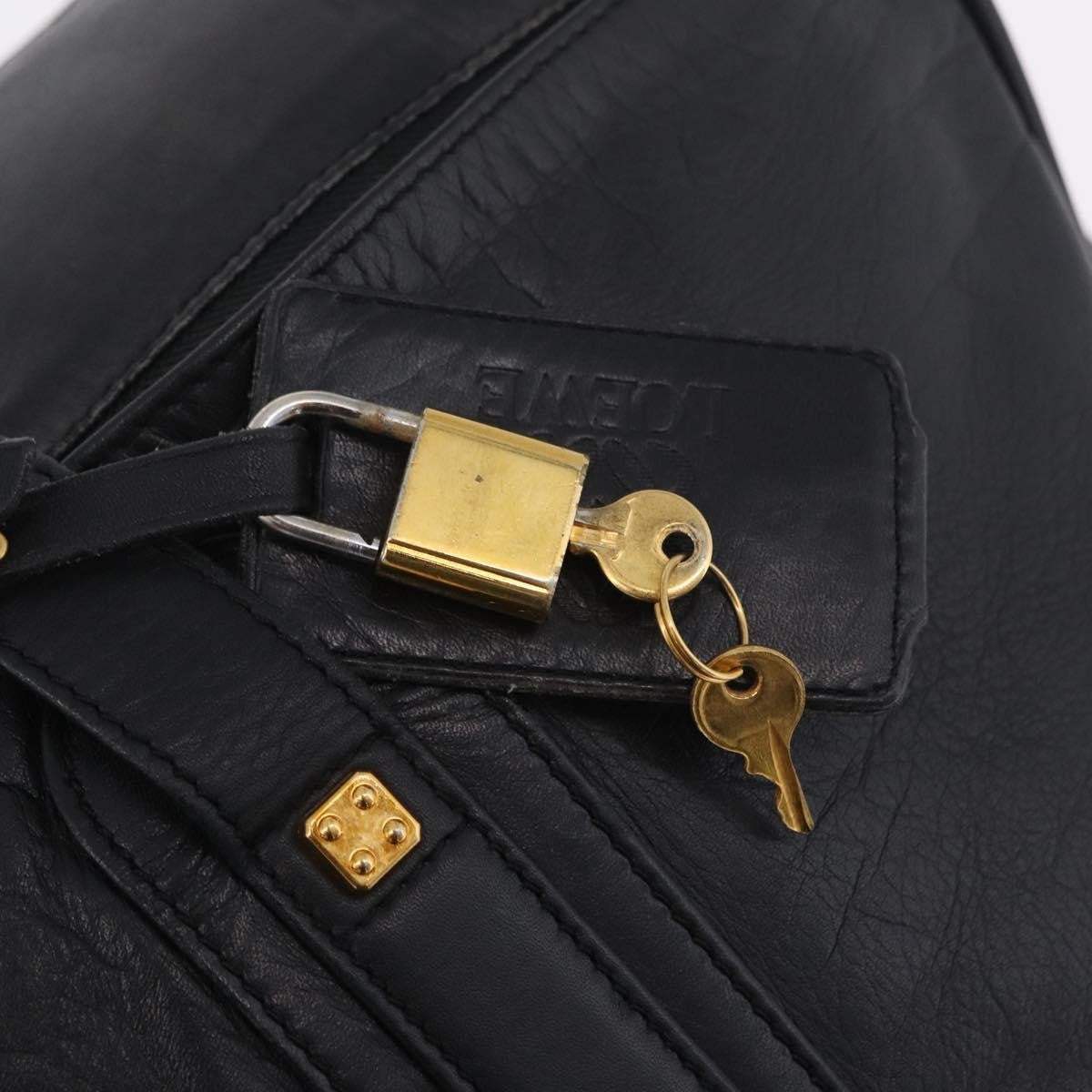 Loewe Travel Line Boston Black Leather Travel Bag Bag (Pre-Owned)