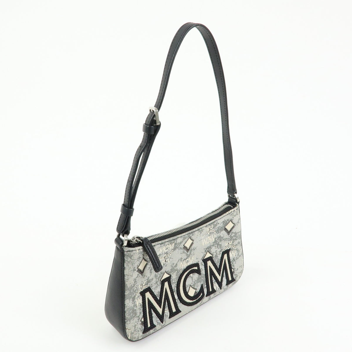 MCM Vintage Vicetos Leather Gray Canvas Shoulder Bag Bag (Pre-Owned)
