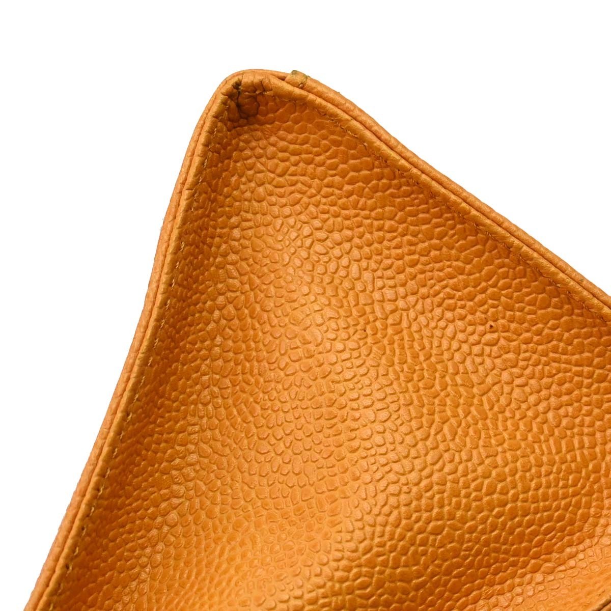 Chanel Vintage Front Pocket Leather Orange Leather Shoulder Bag Bag (Pre-Owned)