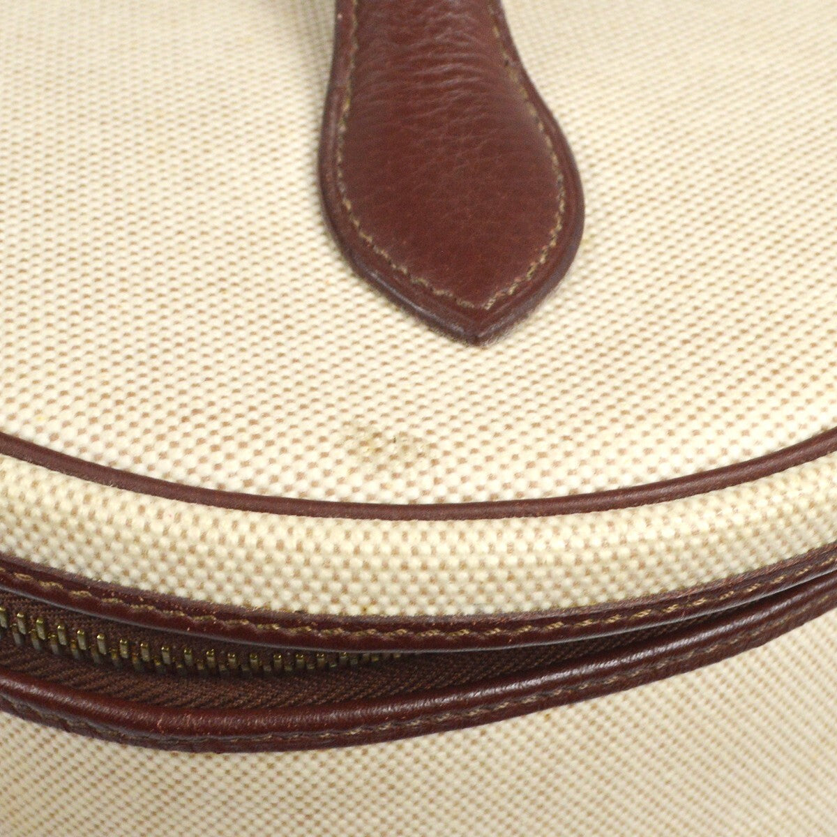 Hermes Acapulco Vanity Toile With Leather Beige Canvas Handbag (Pre-Owned)
