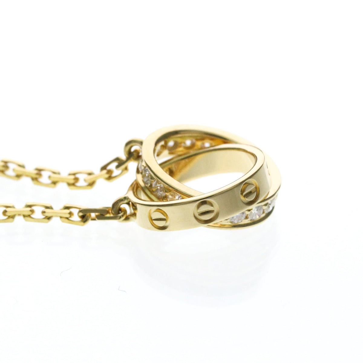Cartier Love Interlocking 18K Rose Gold With Diamonds Gold Gold Necklace Jewelry (Pre-Owned)