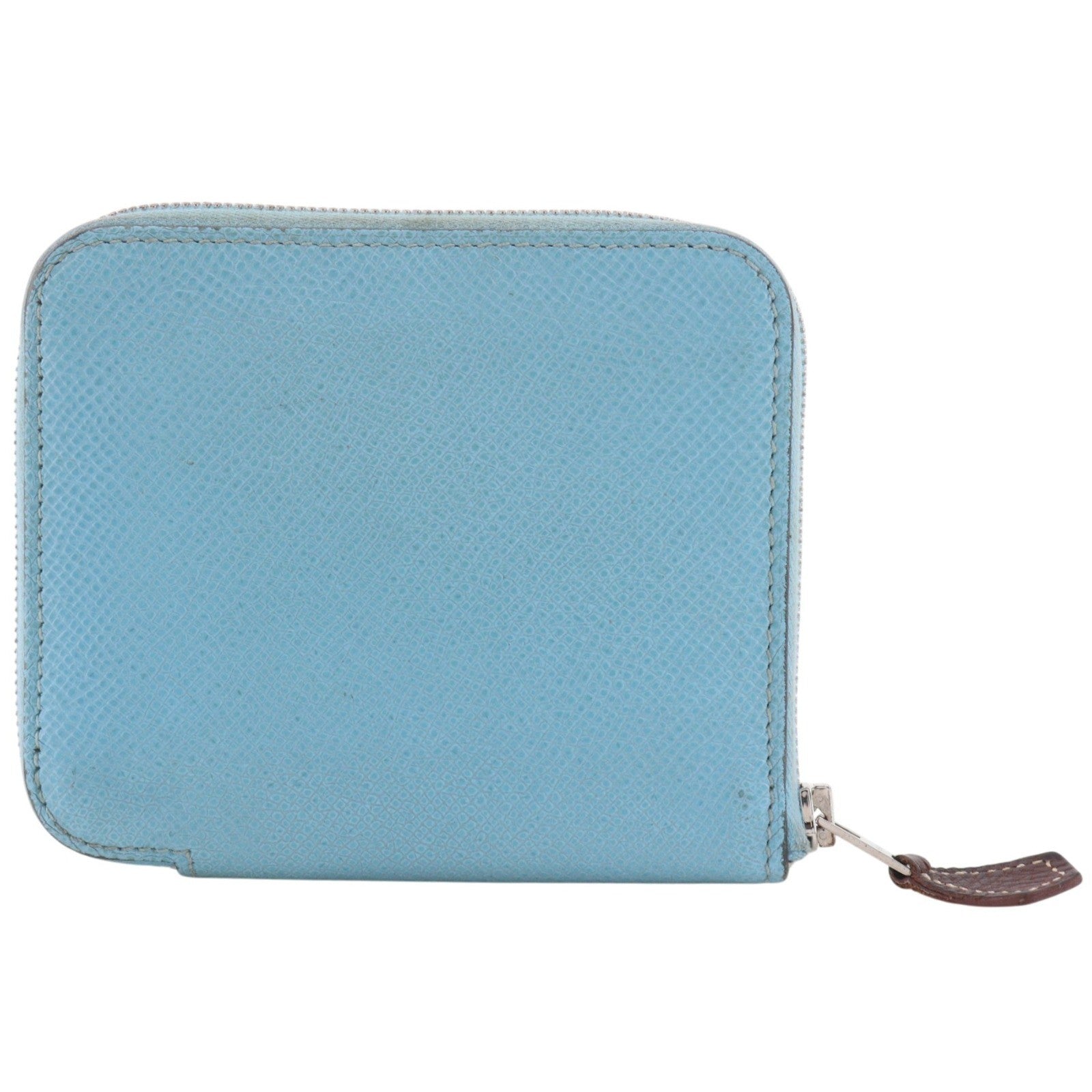 Hermes Azap Silkin Epsom Leather Silk Blue Leather Wallets Accessory (Pre-Owned)