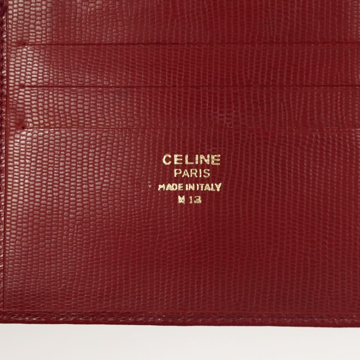 Celine Circle Logo Compact Leather Red Leather Wallets Accessory (Pre-Owned)