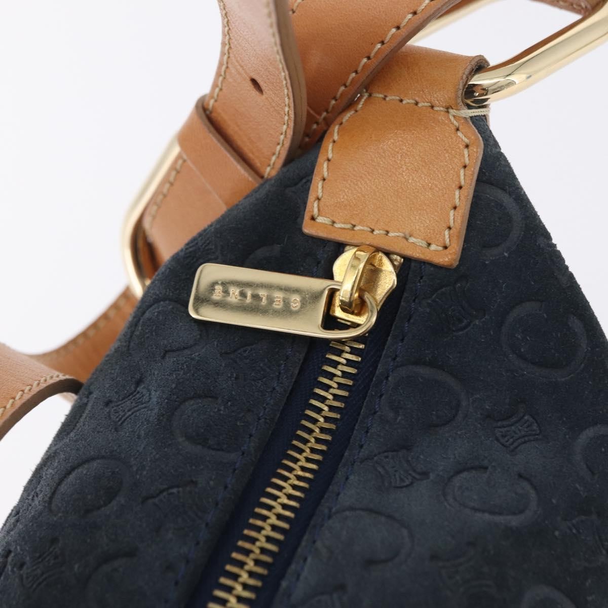 Celine C Macadam Shoulder Suede Navy Suede Handbag (Pre-Owned)