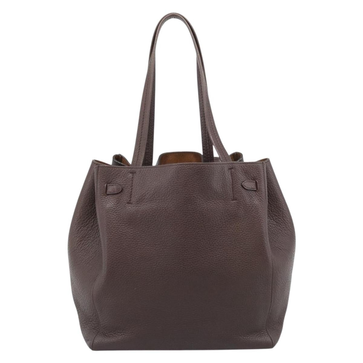 Celine Phantom Tie Cabas Tote Leather Brown Leather Tote Bag Bag (Pre-Owned)